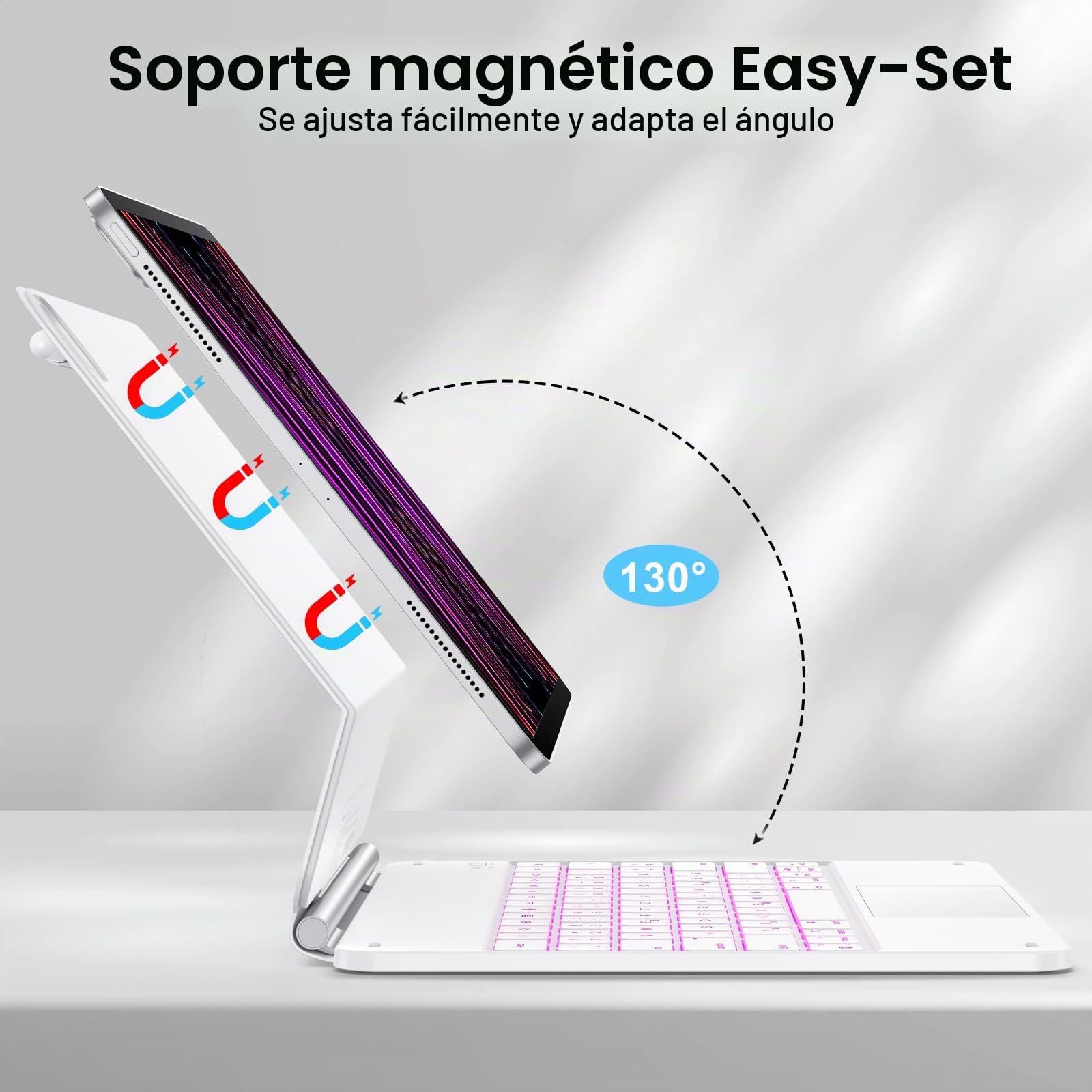 TECURS Funda Teclado alemán QWERTZ para iPad Air 13" (M3/M2, 2025/2024), Teclado para iPad Pro 12.9 (6/5/4/3 Gen), Magic Keyboard para Air 13 con diseño de Soporte Flotante, Blanco