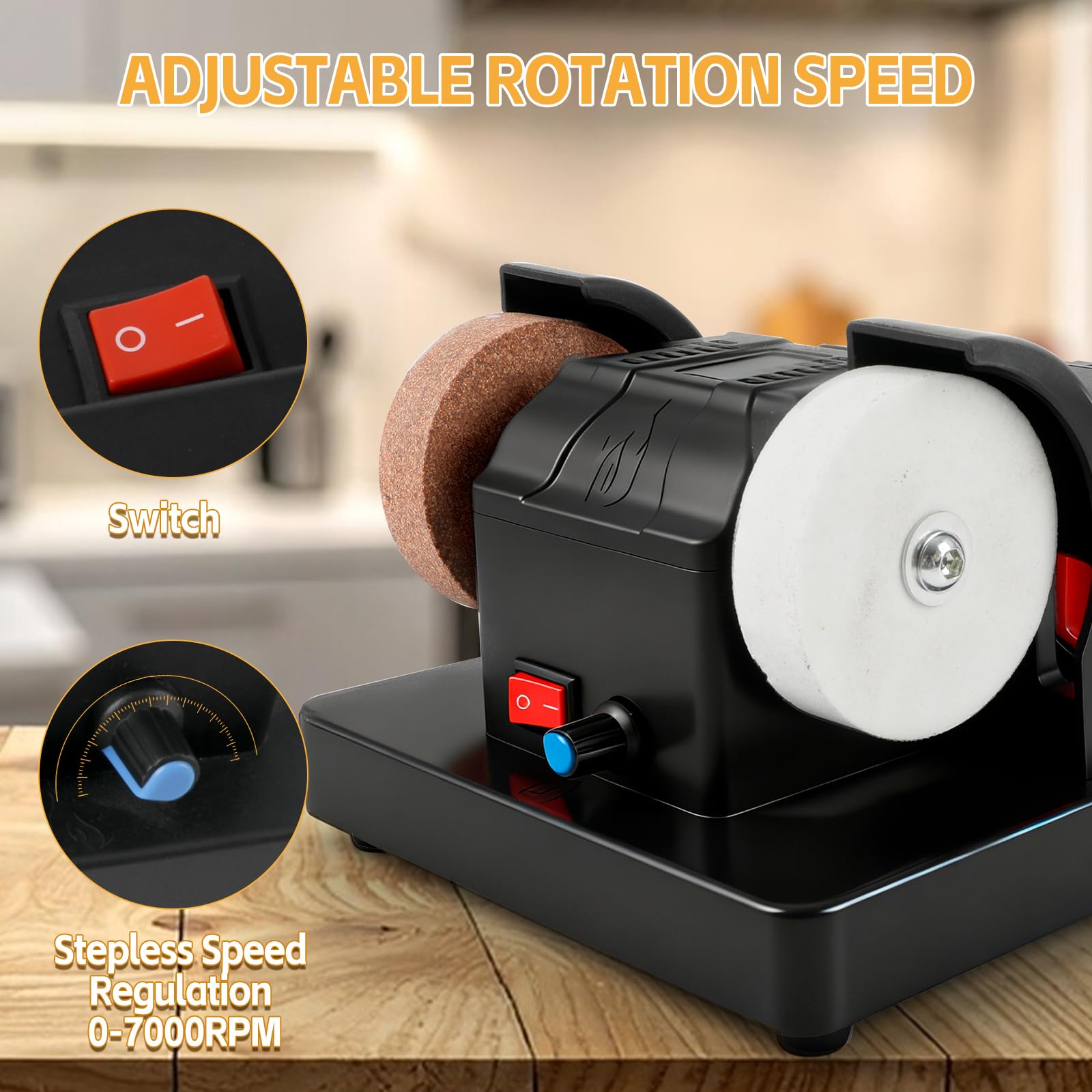 Mini-meuleuse d'établi sans fil compatible avec la batterie Makita 18 V, vitesse réglable de 0 à 7 000 tr/min, meuleuses de 80/120 mesh pour le métal, le bois, les couteaux