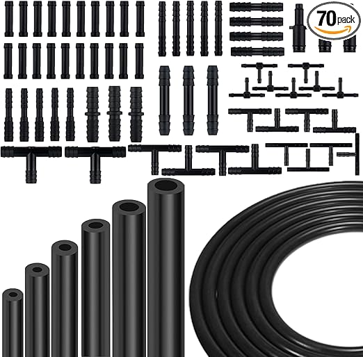 Vacuum Line Kit, 6PCS 5Ft Vacuum Hose Automotive With 64PCS Vacuum Line Connectors for Variety Car Piping System Automotive Replacement Vacuum Hoses