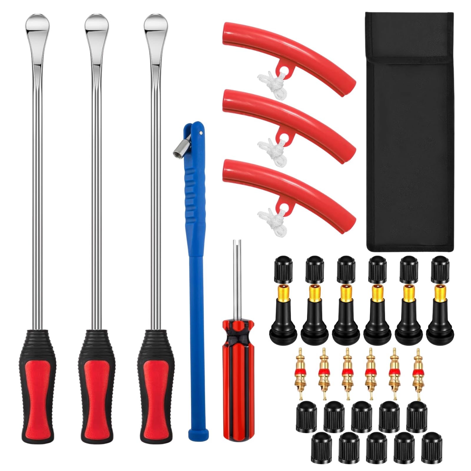 31 Pezzi Riparazione Pneumatici Moto, Leve Smontagomme, Smontagomme Moto, Piede Porco per Gomme, Protezione Cerchi, Leva Gomme, per Biciclette, Auto, Pneumatici, Scooter