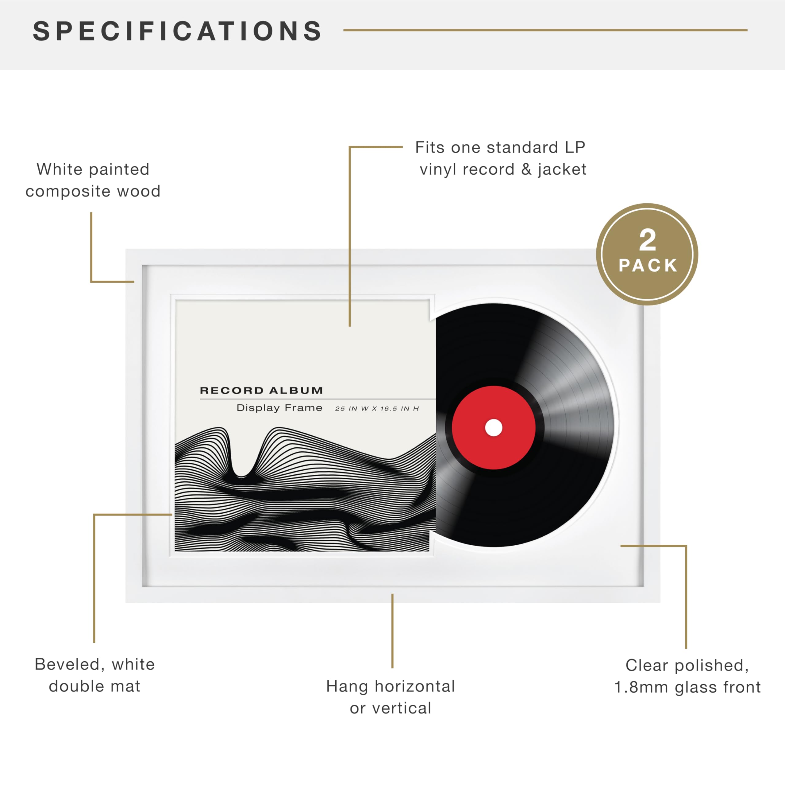 Amazon.com: MCS Double Matte Record Album Frame, 16.5x25 Record