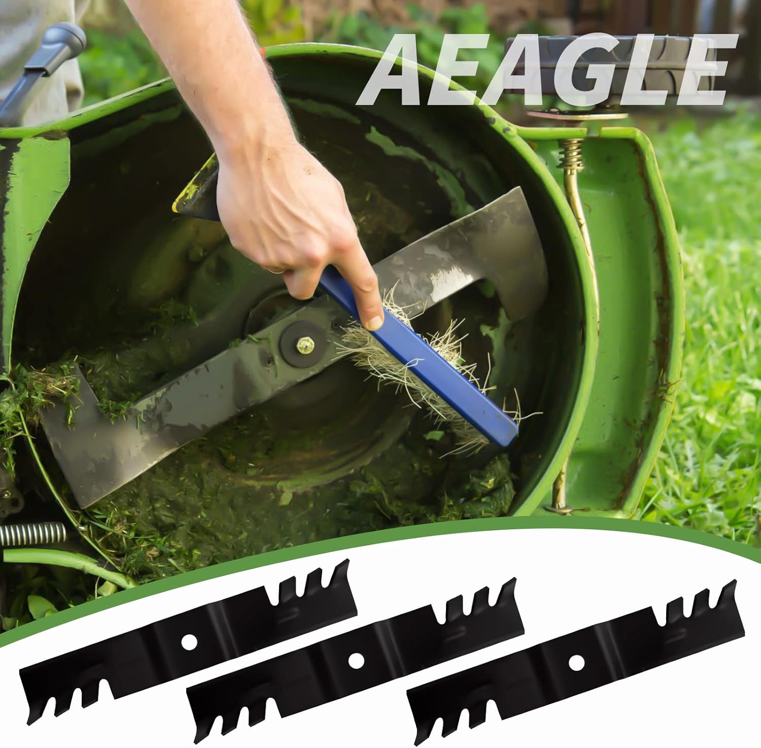 Aeagle Mower Mulching Blade for Cub Cadet 48 inch Deck GT2148 Recon Z-Force LZ48 PRO-Z 100 02005017-X 942-04417-X, Toothed 3 Pack