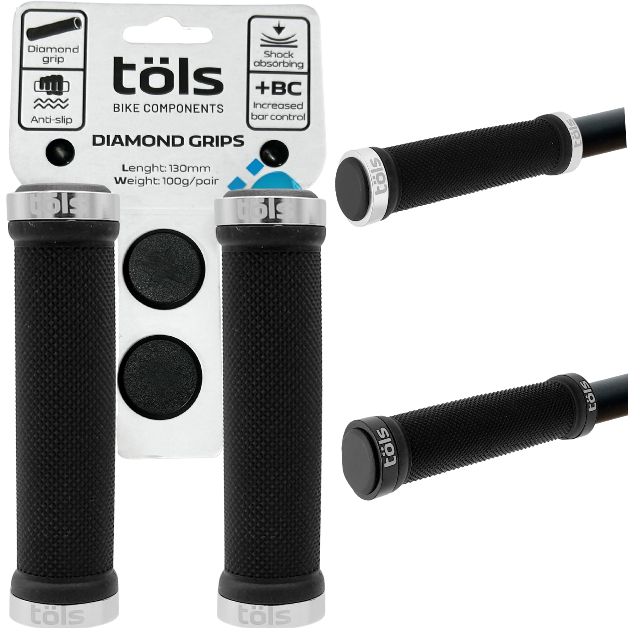 TÖLS Diamond Grip Silver, Unisex Adult Cuff (Multicoloured), Single