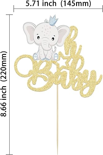 Miniatura 2 de Gyufise 1 pieza de elefante Oh Baby Cake Topper con purpurina temática de animales de la selva Oh Baby Elephant Cake Pick It's a Boy Cake Decor para