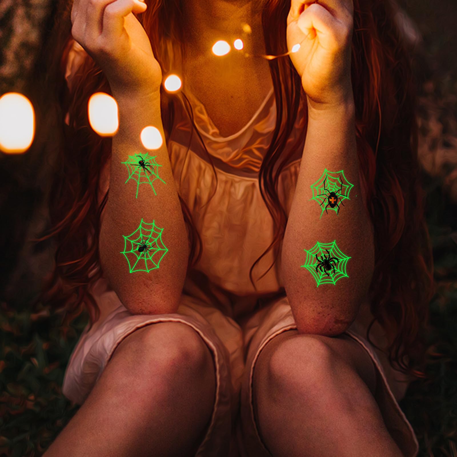 10 Tatuajes Temporales Glow In The Dark Para Niños – Diseños De Araña Y Día De Muertos, Fáciles De Aplicar, Impermeables Y Duraderos Para Fiestas Y Celebraciones