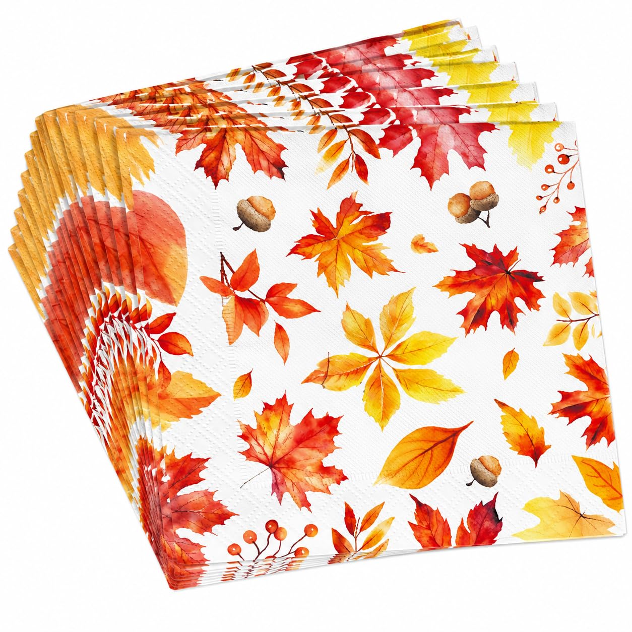 Autumn Napkins, Autumn Maple Leaf Napkins, Orange Thanksgiving Napkins