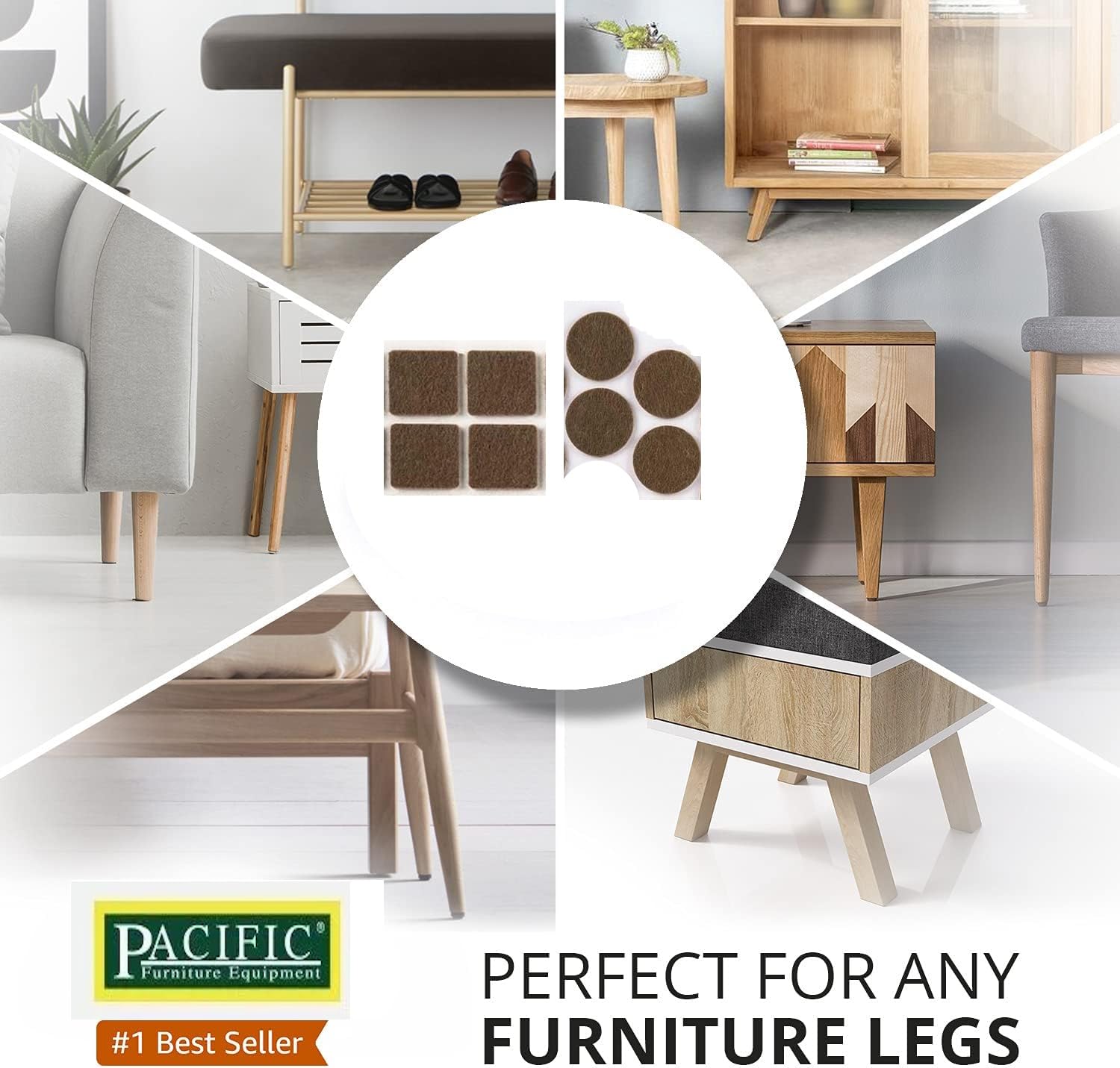 Pacific Furniture Equipment Yapışkan Keçe Zemin Koruyucuları Mobilya Ayakları için Keçe Pedleri Zemin Koruyucuları Ses Azaltıcı Mobilya Pedleri, Kendinden Yapışkanlı Zemin Koruyucu 25X25mm
