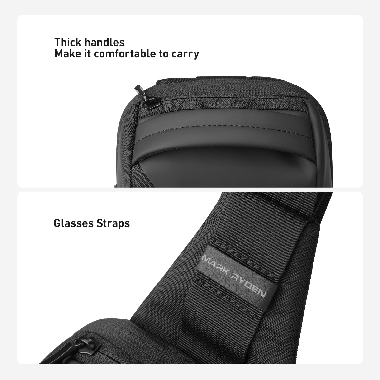 Muzee Mark Ryden - Borsa a tracolla ultraleggera da uomo, con porta USB e tasca antifurto RFID, impermeabile, per escursioni, lavoro | Ultraleggera