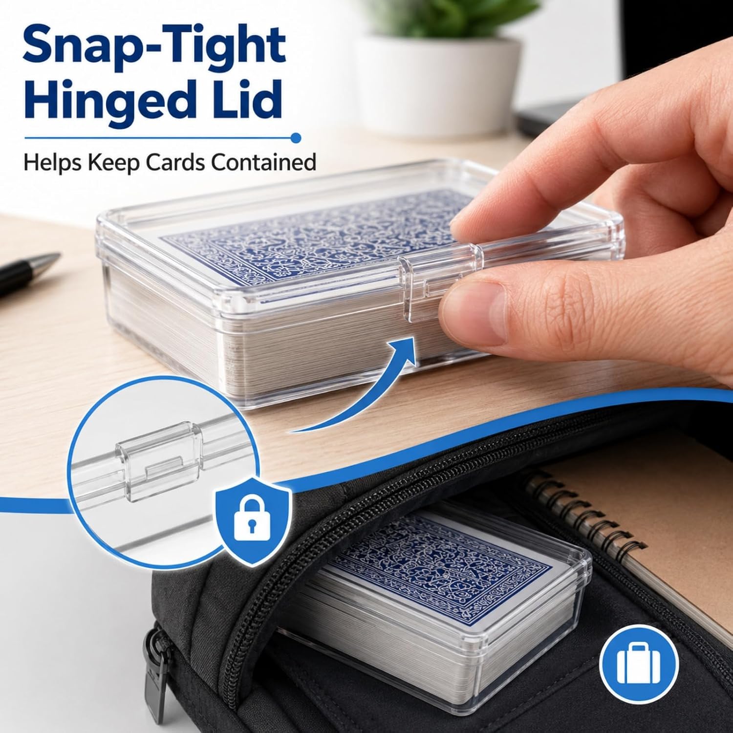 APACALI 24 Pack Card Deck Box, Clear Plastic Playing Card Case, 1.2mm Thick Snap-Tight Card Storage Box for Standard Playing Cards, Game Cards and Small Parts, 3.8 x 2.7 x 0.82 in image 4