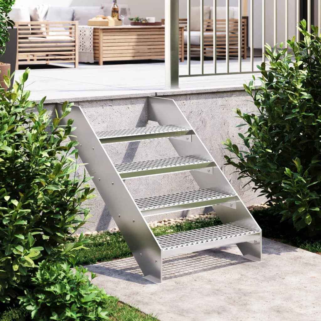 Bulliing Grate Step 60x24x7 cm Galvanised Steel,Premium Steel Stairs Adjustable Galvanised & Silver Powder Coated Steps Weatherproof Grate Step Garden Stairs Patio Stairs