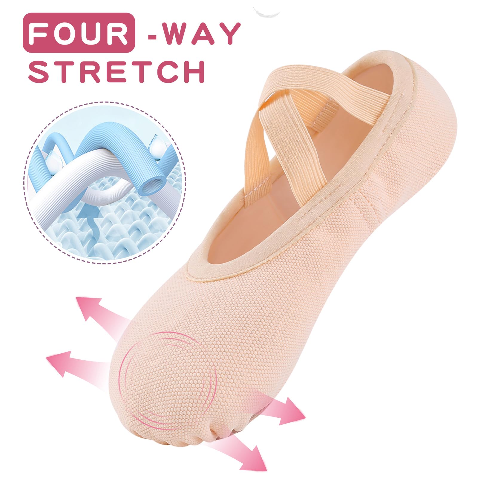Ballettschuhe Mädchen Elastische Ballettschuhe Damen Gymnastikschuhe Geteilte Ledersohle für Kinder Erwachsene
