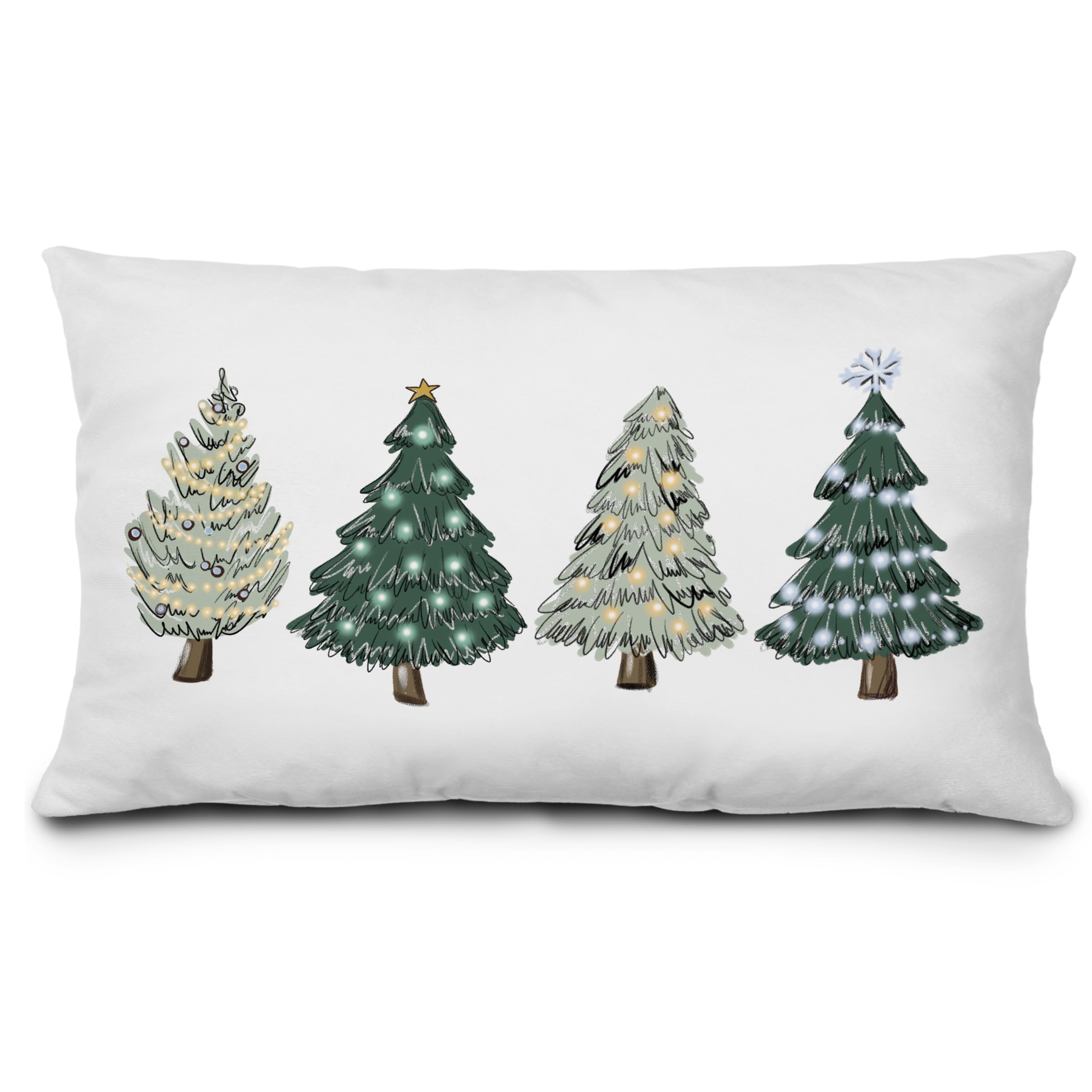 KEUSPI Green Christmas Decorations Christmas Tree Pillow Covers 12x20,Green Christmases Decor,Christmas Trees Xmas Pillow Cases Cushion Covers,Xmas Decor Pillow Covers for Bedroom