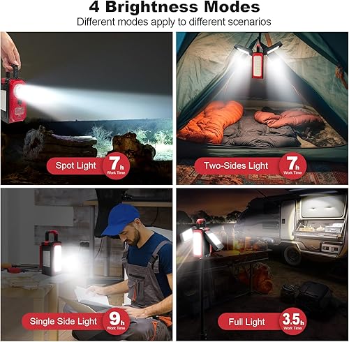 Miniatura 3 de SYLSTAR Luz de trabajo recargable, luces de trabajo LED de 3000 lúmenes con imanes, luz de inundación LED multifuncional impermeable y portátil con