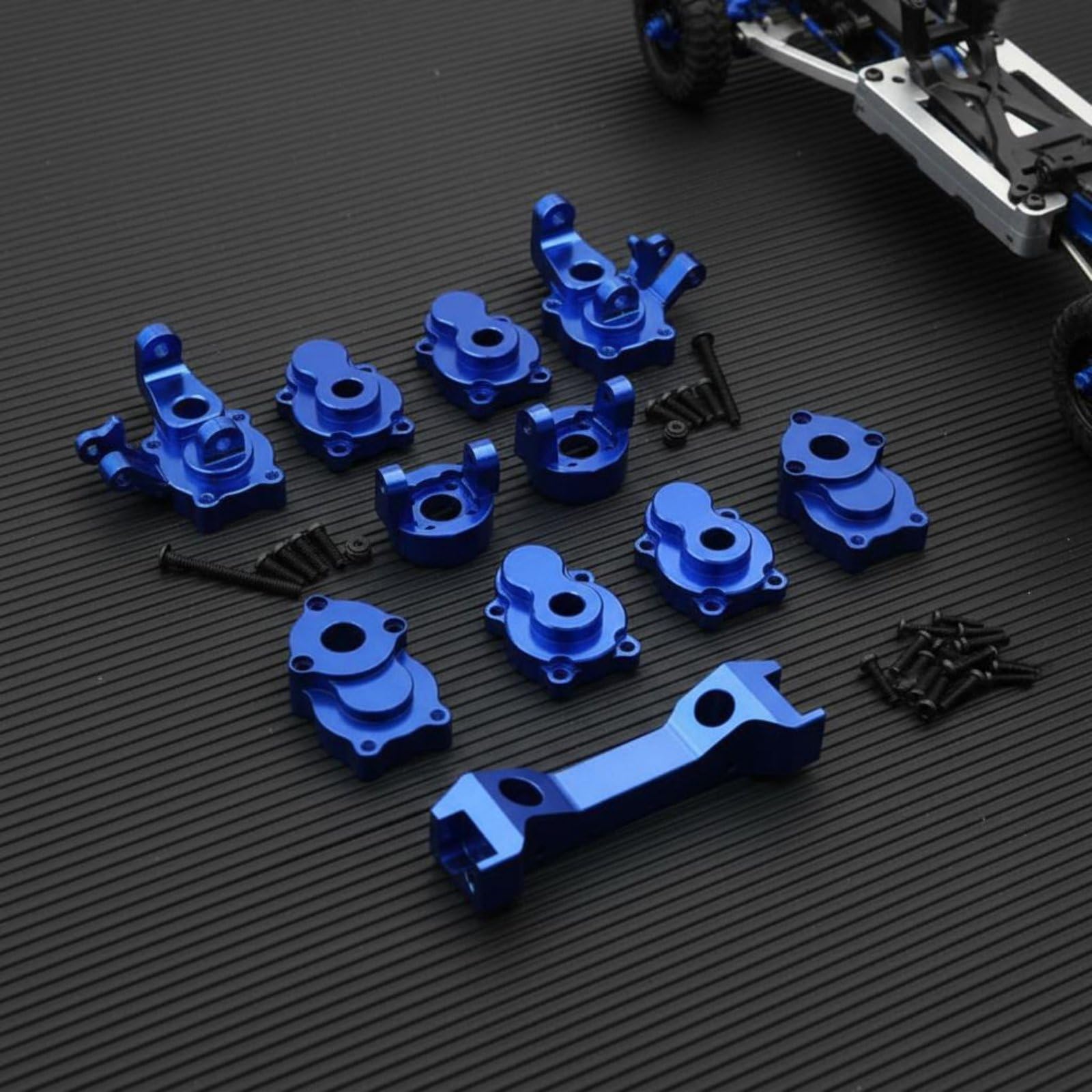 Ricambi Auto RC Set Tazza Sterzo Kit Snodo Anteriore Posteriore Supporto Tirante in Metallo Leggero per YK4102 YK4103 YK6101 Adatto per Riparazione, Blu