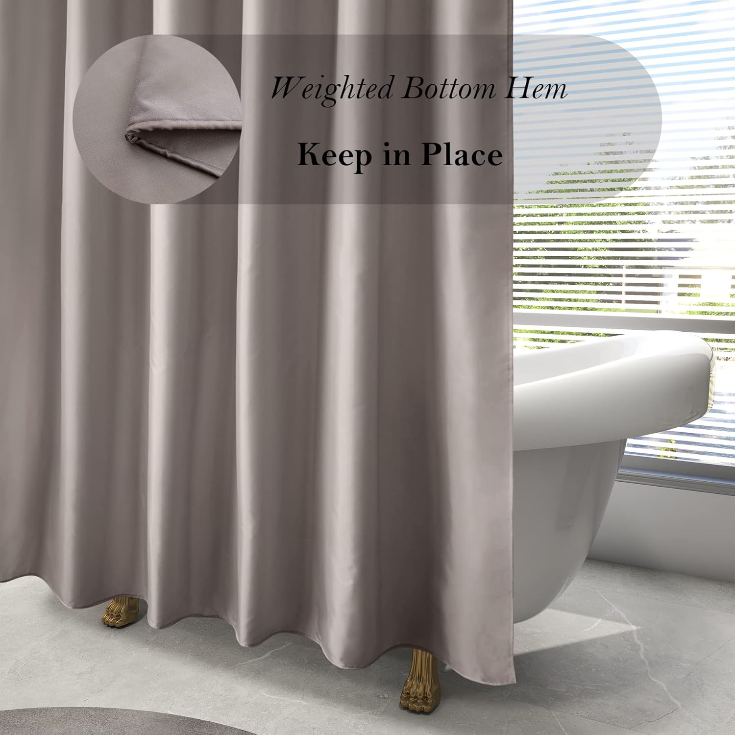 AooHome 72×96 inch Fabric Shower Curtain Liner, Waterproof Extra Long