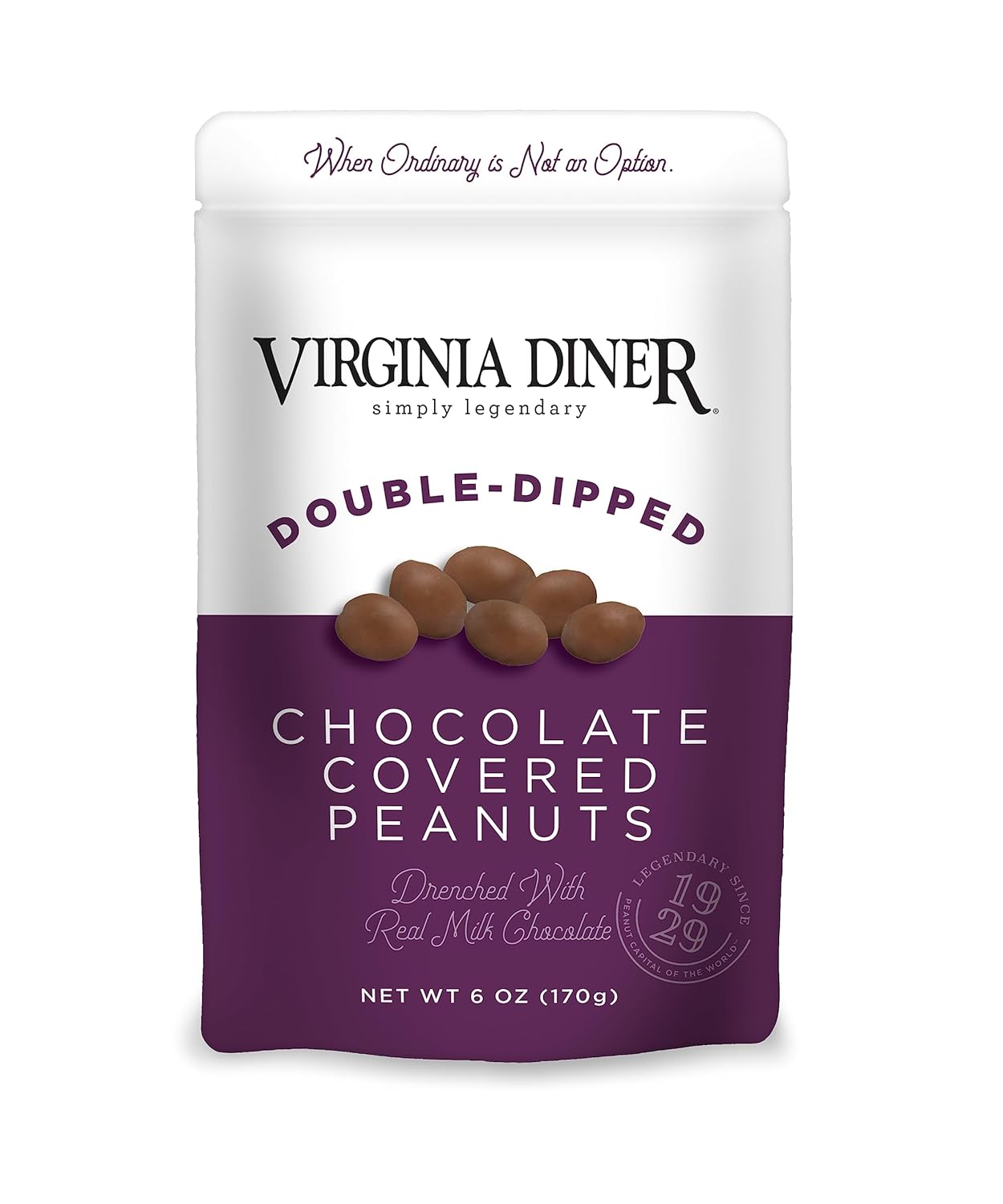 Virginia Diner Old Bay Seasoned Extra Large Virginia Peanuts in 6 Oz Resealable Bags Pack of 8, 48oz total