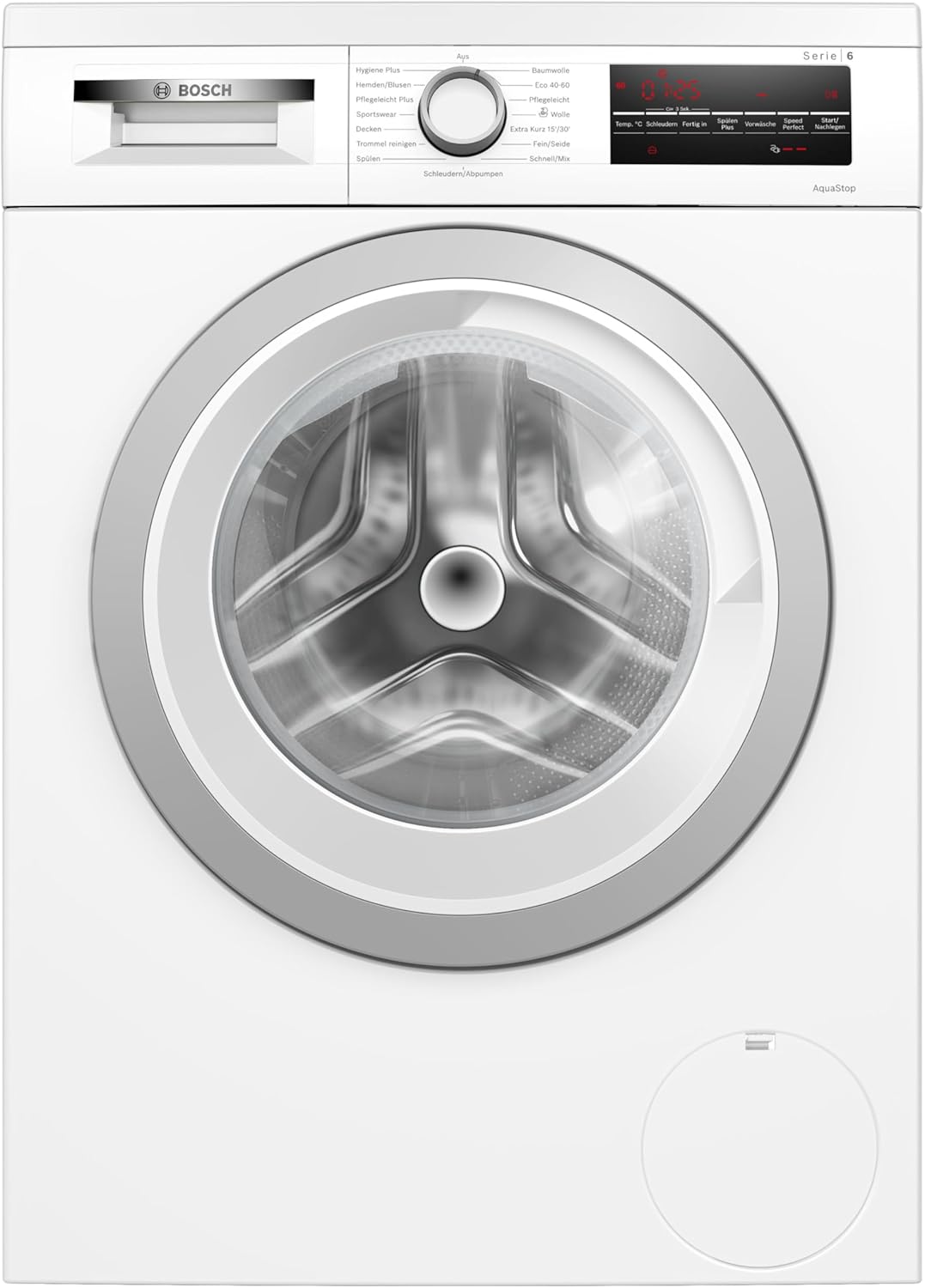 Product image of Bosch WUU28T70, Serie 6, Waschmaschine 8 kg, 1400 UpM, Unterbaufähig, schneller waschen mit SpeedPerfect, Nachlegefunktion, Hygiene Plus, VarioTrommel, Leise dank EcoSilence Drive, LED-Display, Weiß