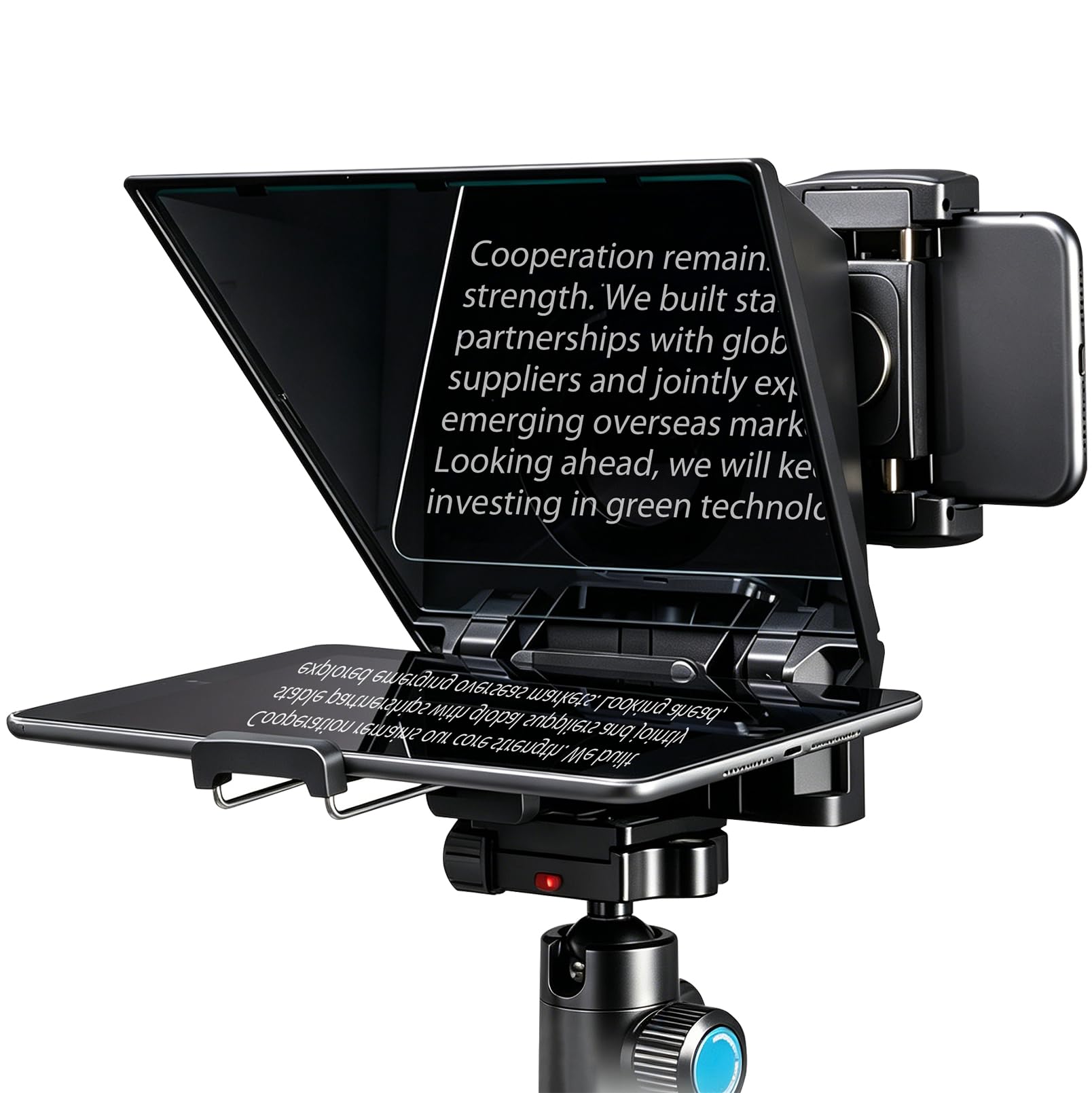 Teleprompter per Smartphone, Tablet e Fotocamere DSLR | Include Telecomando e Supporto per App, Compatibile con Obiettivi Grandangolari, Per Live Streaming e Registrazione Video