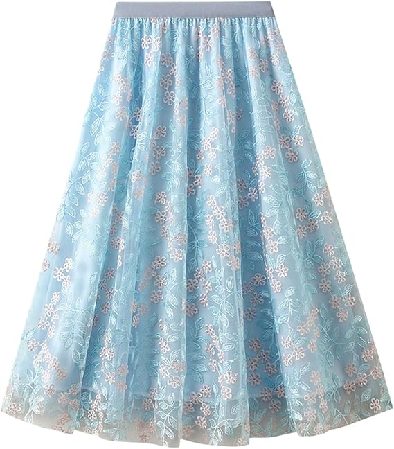 FYMNSI Damen Tüllrock Mit Blumen-Stickerei – Ele Produktbild-Vorschau 1