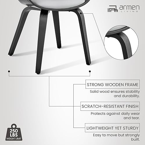 Miniatura 10 de Armen Living Adalyn - Silla de comedor de piel sintética y madera, gris/negro, 19 pulgadas de profundidad x 25 pulgadas de ancho x 30 pulgadas de
