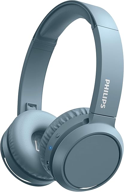 Philips On-Ear Headphones H4205BL/00 with Bass Boost Button (Bluetooth, 29 Hours' Playback Time, Quick Charging Feature, Noise Isolating, Flat Folding), Matte Blue