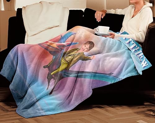 Vista 83 de Manta personalizada de dinosaurio, manta personalizada de dinosaurio para niños, regalo de foto personalizado para él, manta Minky de 50 x 60
