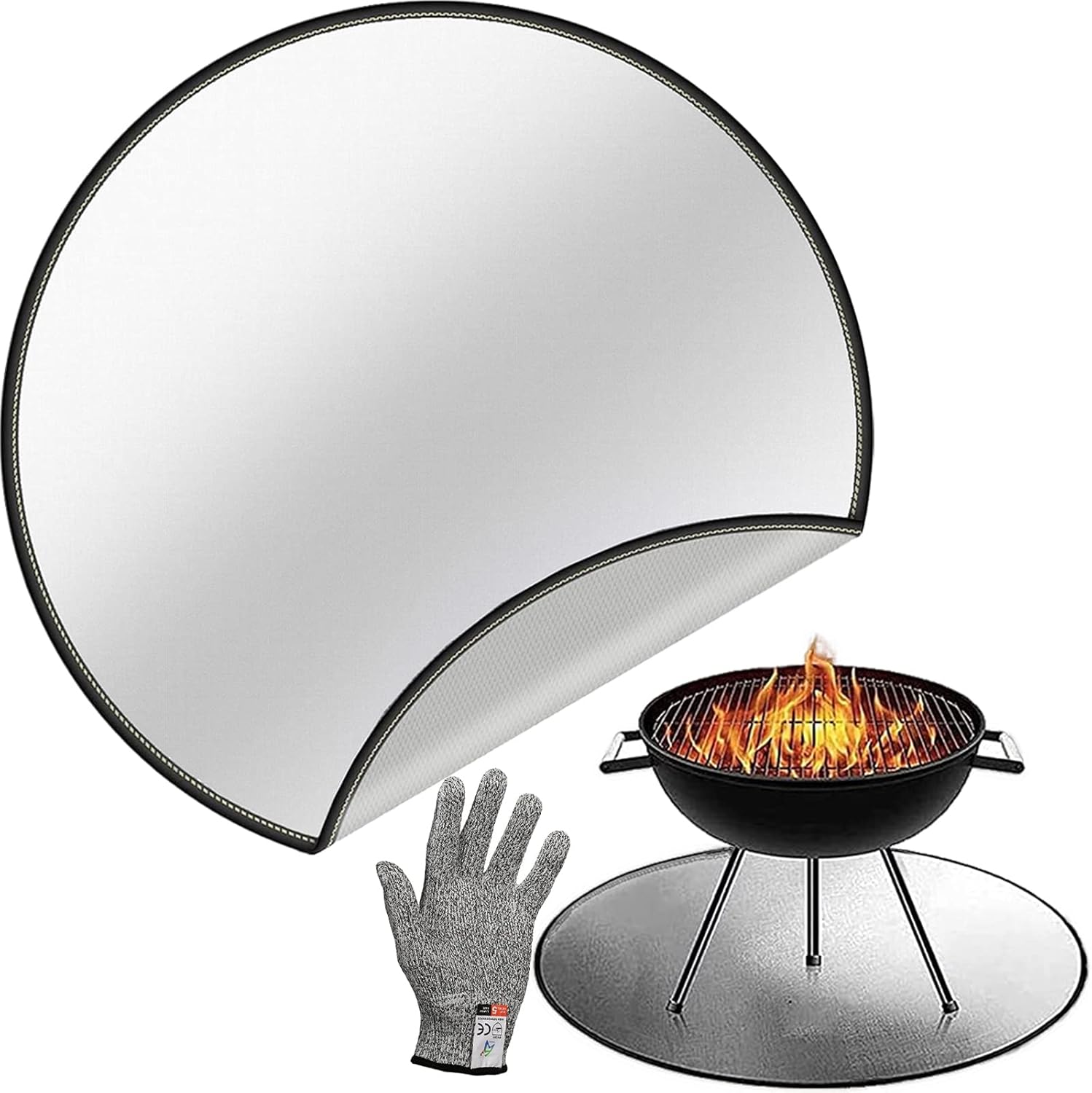 Fire Pit Mat Round 36'', Fireproof Pad Heat Deflector Floor Protective