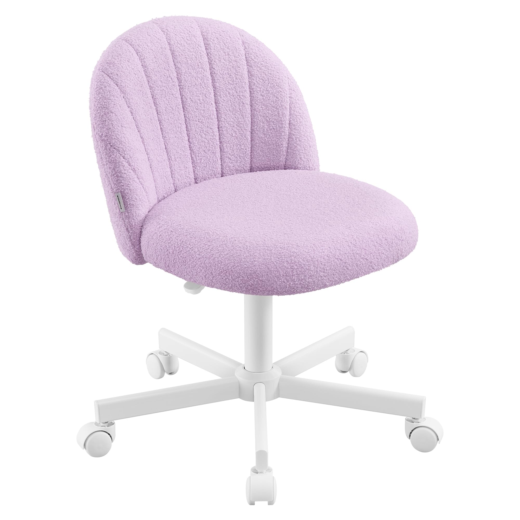 SONGMICS Homeoffice-Stuhl, Schminkstuhl aus Teddy-Fleece, Schreibtischstuhl, Schaumstoffpolsterung, höhenverstellbar, für Arbeitszimmer, Schlafzimmer, Ankleidezimmer, lila OBG027P101