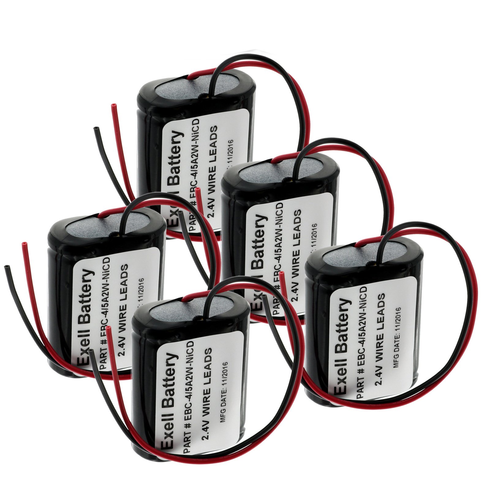 5pc Exell 2.4V 1200mah NiCd Custom Battery Pack w/Wire Leads