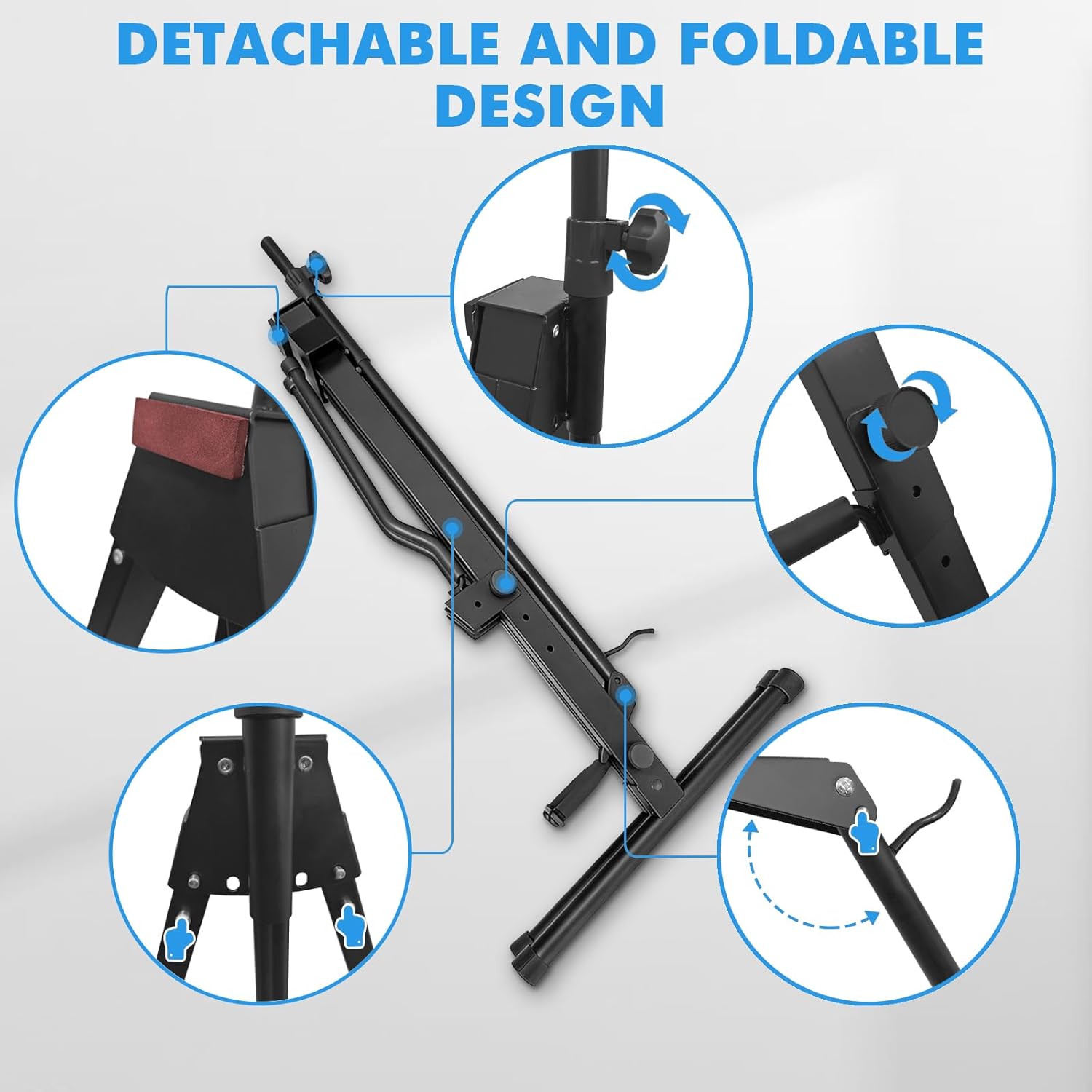 Heavy Duty Cello Stand with Bow Hook, Sturdy Portable Adjustable Versatile, Floor Steel Holder for 1/2 & 1/4 Double Upright Bass, Fiddle, Contrabass（Black）