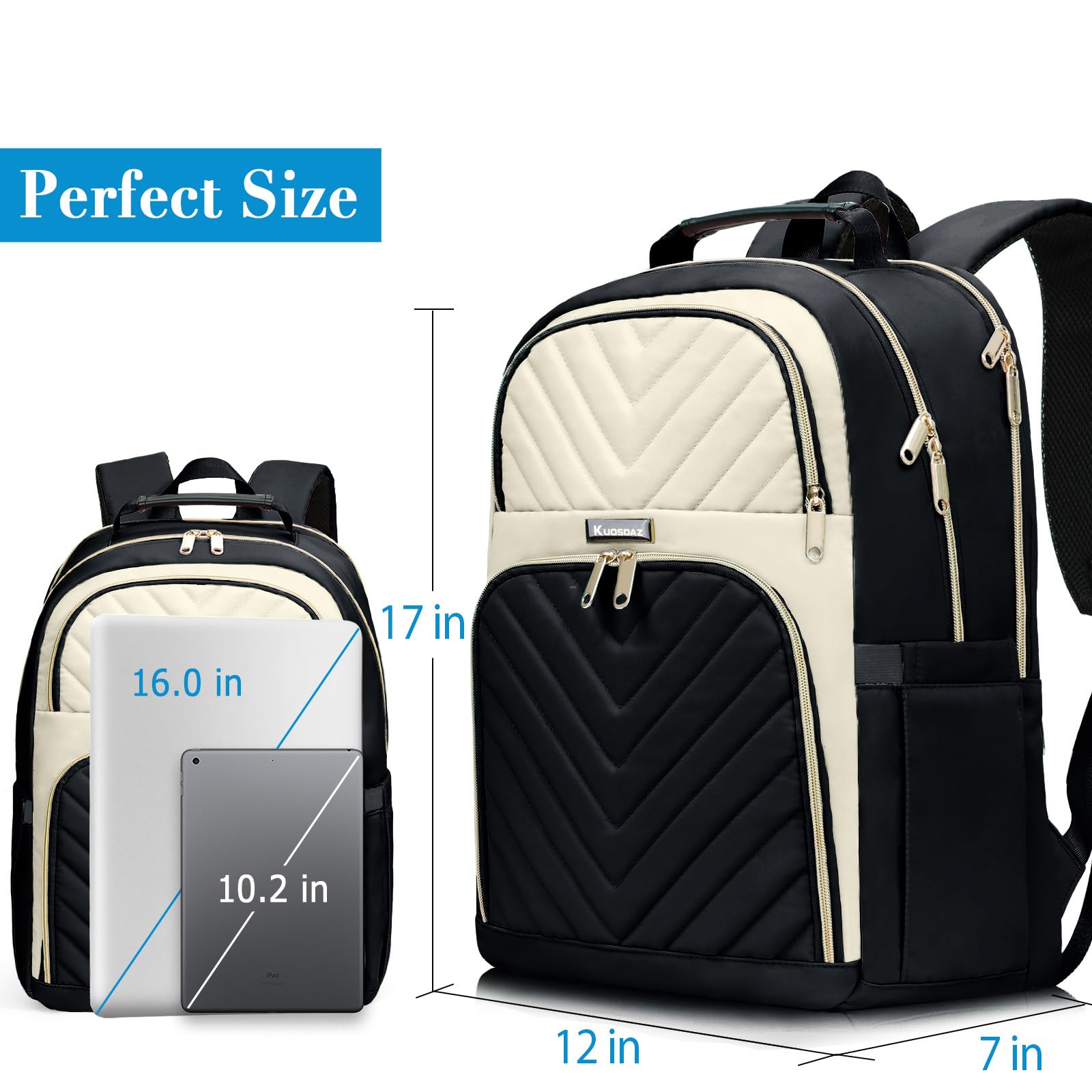 Zaino da donna, zaino per la scuola per ragazze adolescenti, zaino per computer portatile da 15,6 pollici, elegante e carino, per insegnanti, studenti, università, con porta di ricarica USB