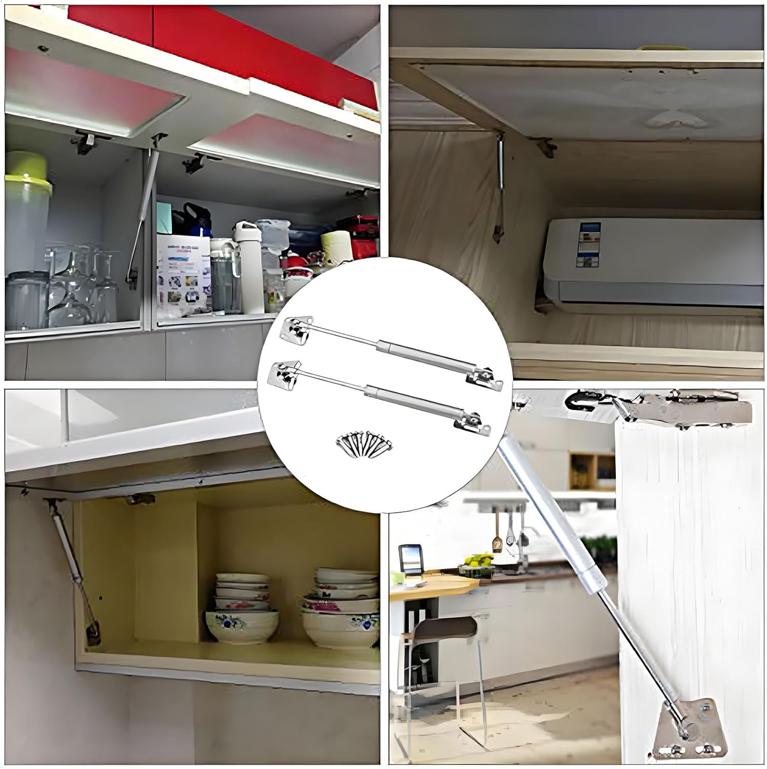 Cabinet gas spring support rod, Pack of 4 10 inches Gas Struts Springs Lift Support for Cabinet Toy Box Locker(Rubber Core,250N)