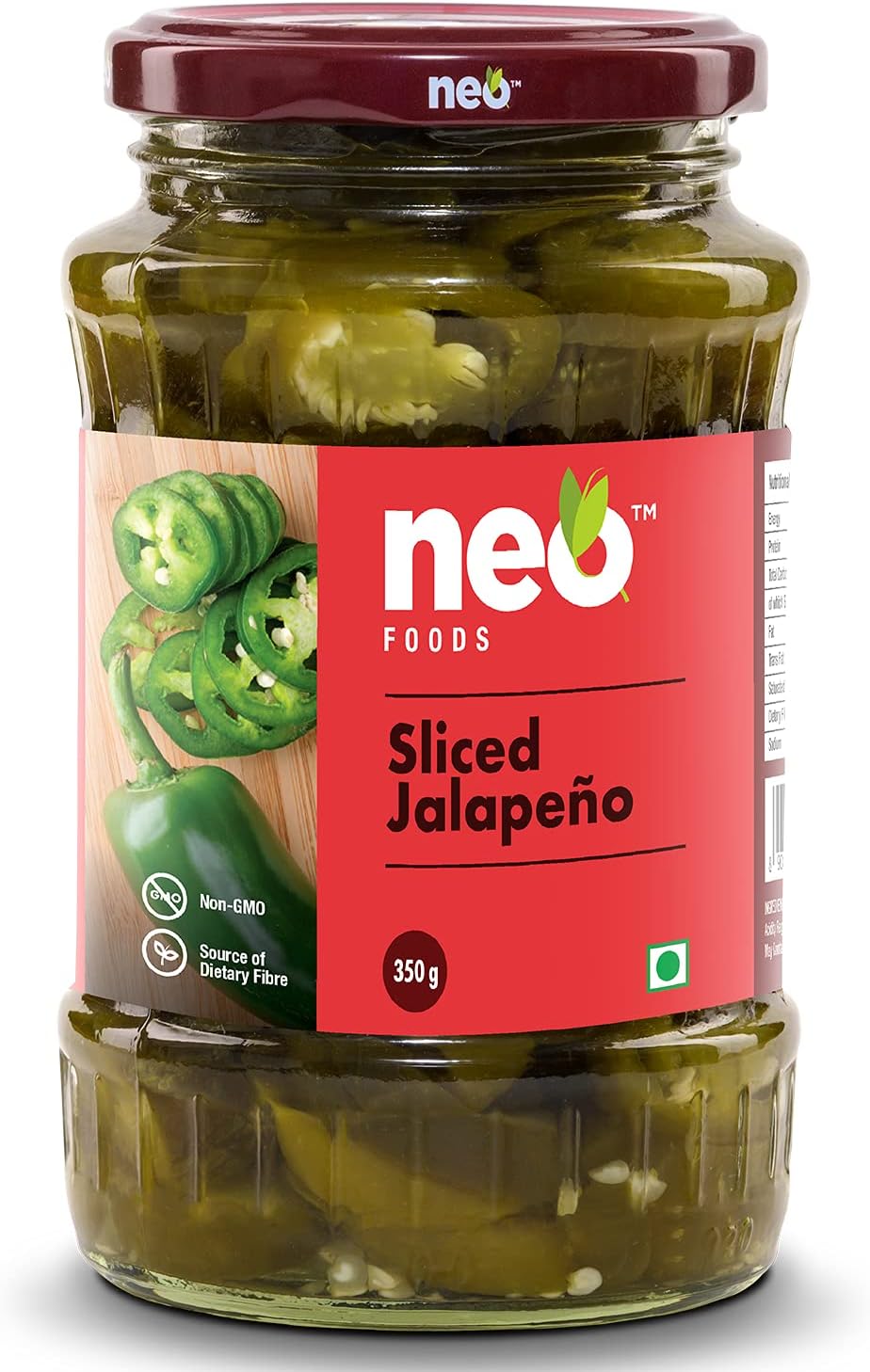 Sliced Jalapenos 350g I Ready-to-Eat, Fibre-Rich l Pickled Jalapenos l Enjoy as topping for Pizza, Pasta, Salads, Burger & Wraps l Non-GMO, 100% Plant Based (Pack of 1)