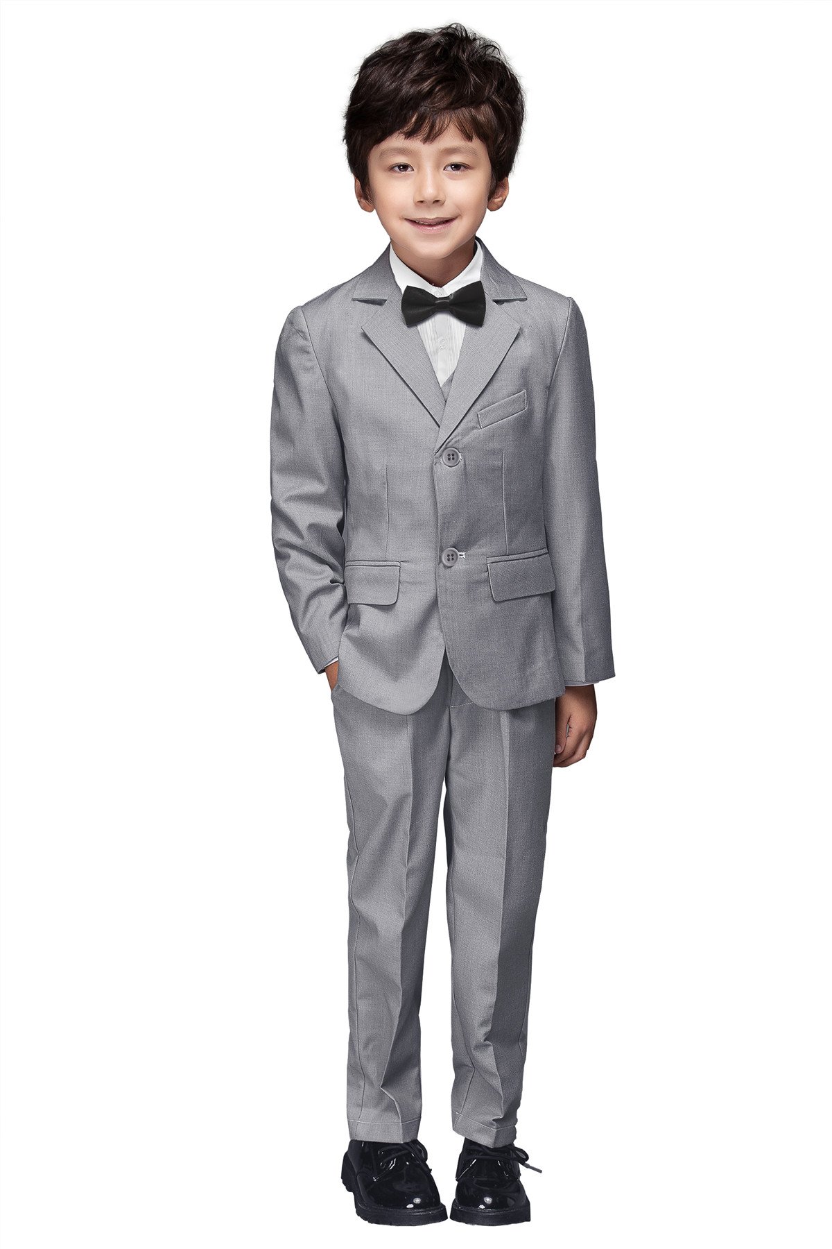 YuanLu Boys Colorful Formal Suits 5 Piece Slim Fit Dresswear Suit Set (Gray, 10)