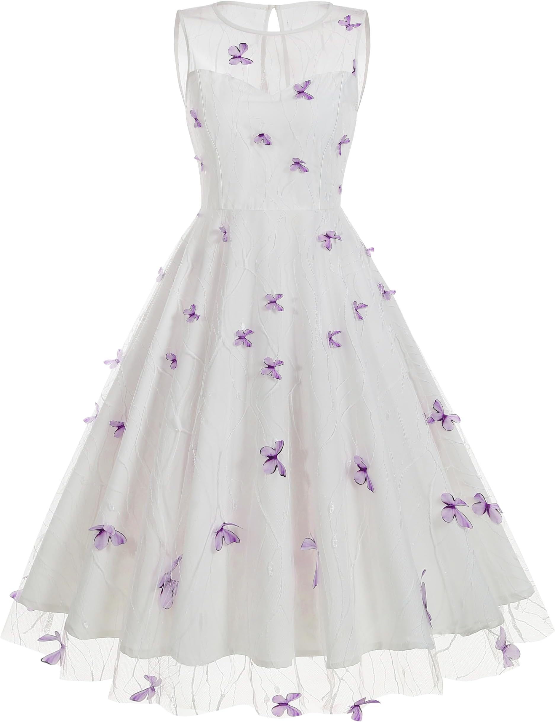 IWEMEKSummer Floral Embroidery Tulle Dress for Women Floral Embroidered Dress for Women Wedding Guest Formal Evening Party Gown