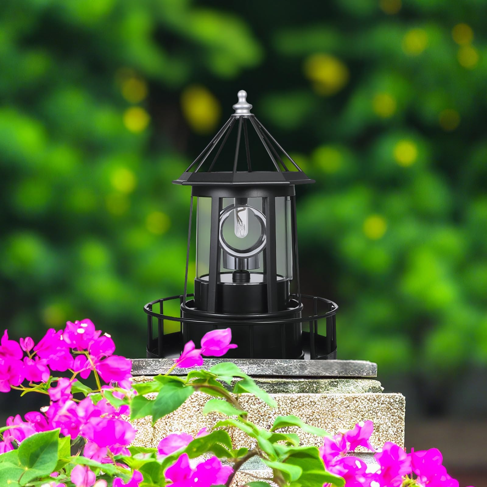 Lampada Solare Rotante LED per Giardino Esterno Decorativo Nero