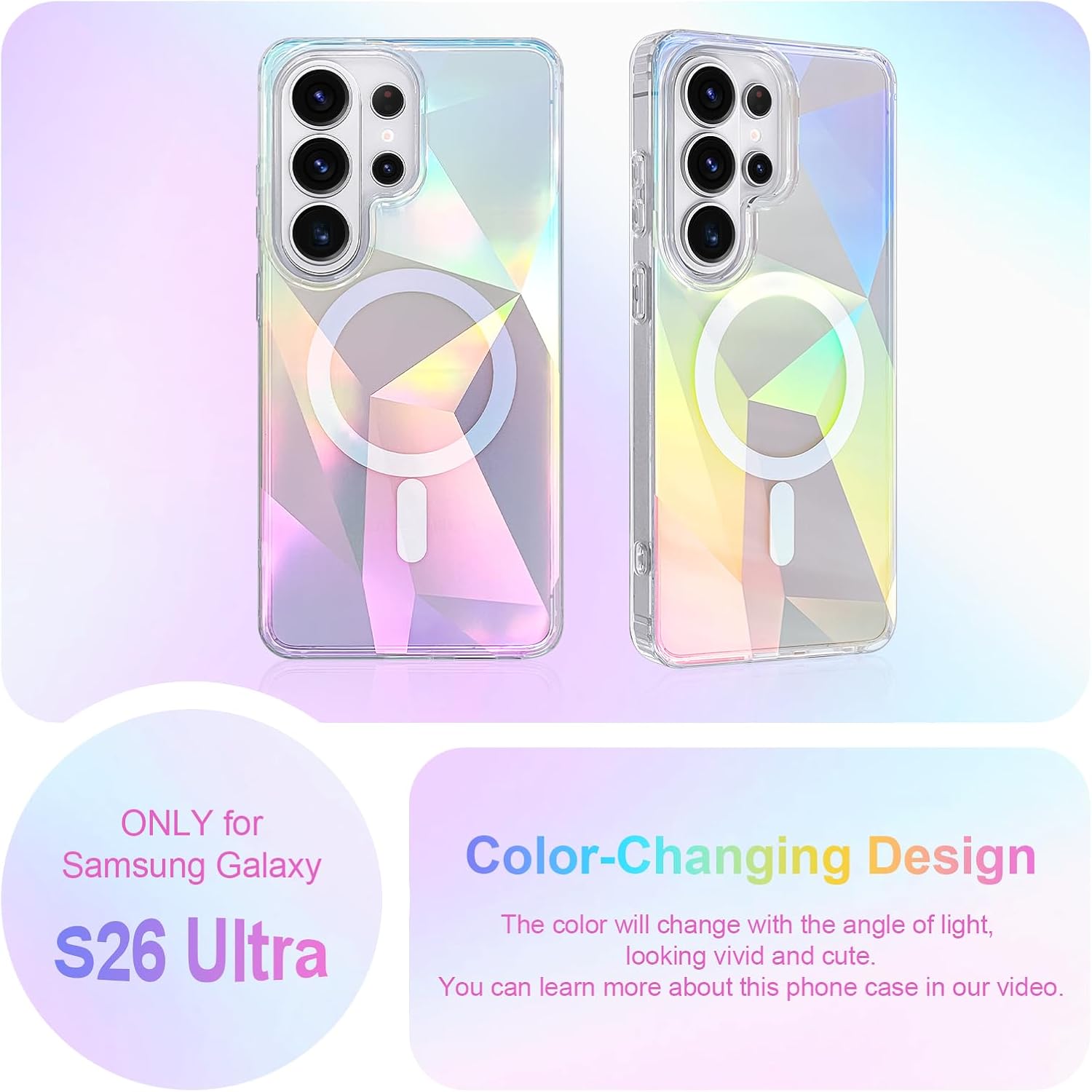 Cute Case for Samsung Galaxy S26 Ultra Case, Iridescent Geometry image 2