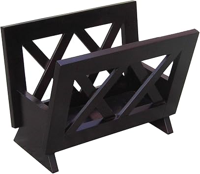Oceanstar Contemporary Wood Magazine Rack, Black