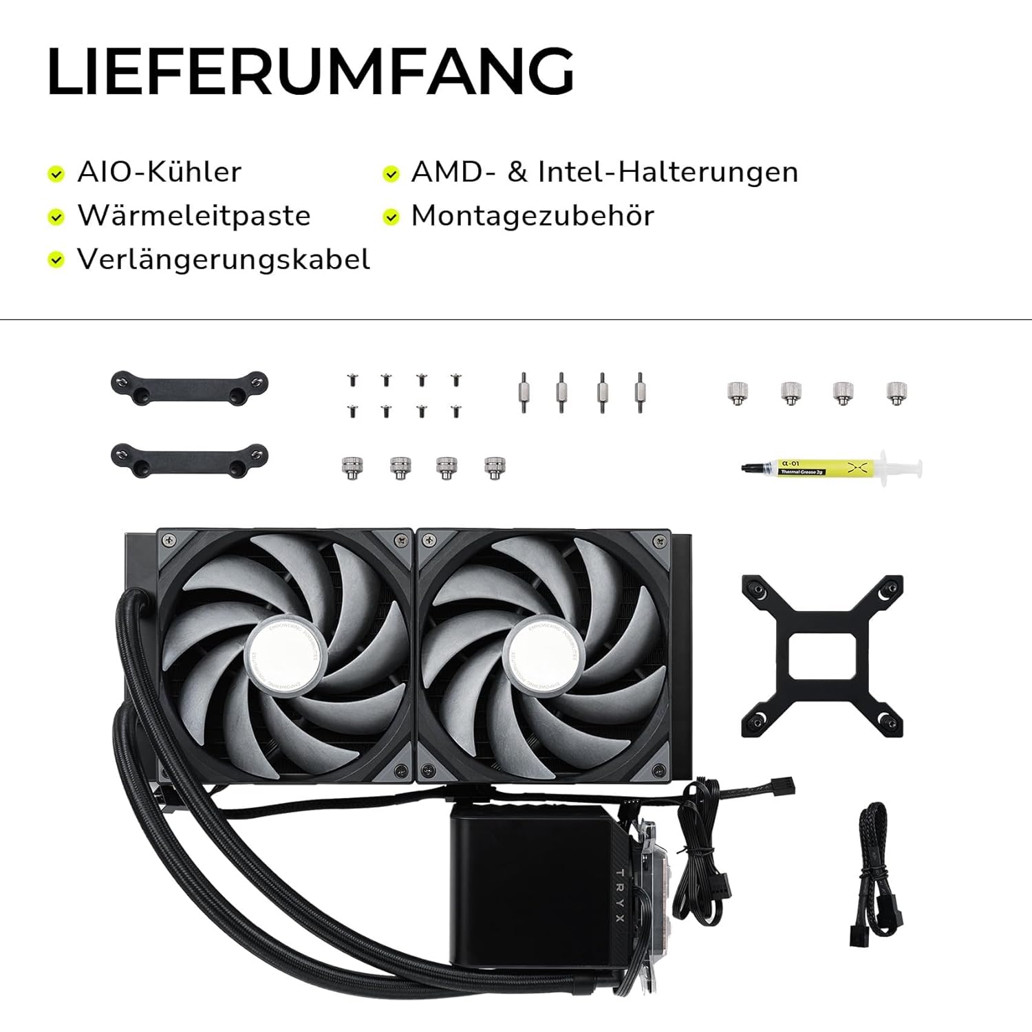TRYX Panorama 280 Black 280mm AIO 6.5'' AMOLED Curved Screen 3D Anamorphic Effect Display Customisable AIO Cooler 280mm 8th Gen Asetek Pump 300W TDP ROTA PRO 140mm Fan LGA 1851/1700/1200/115X AM5/AM4