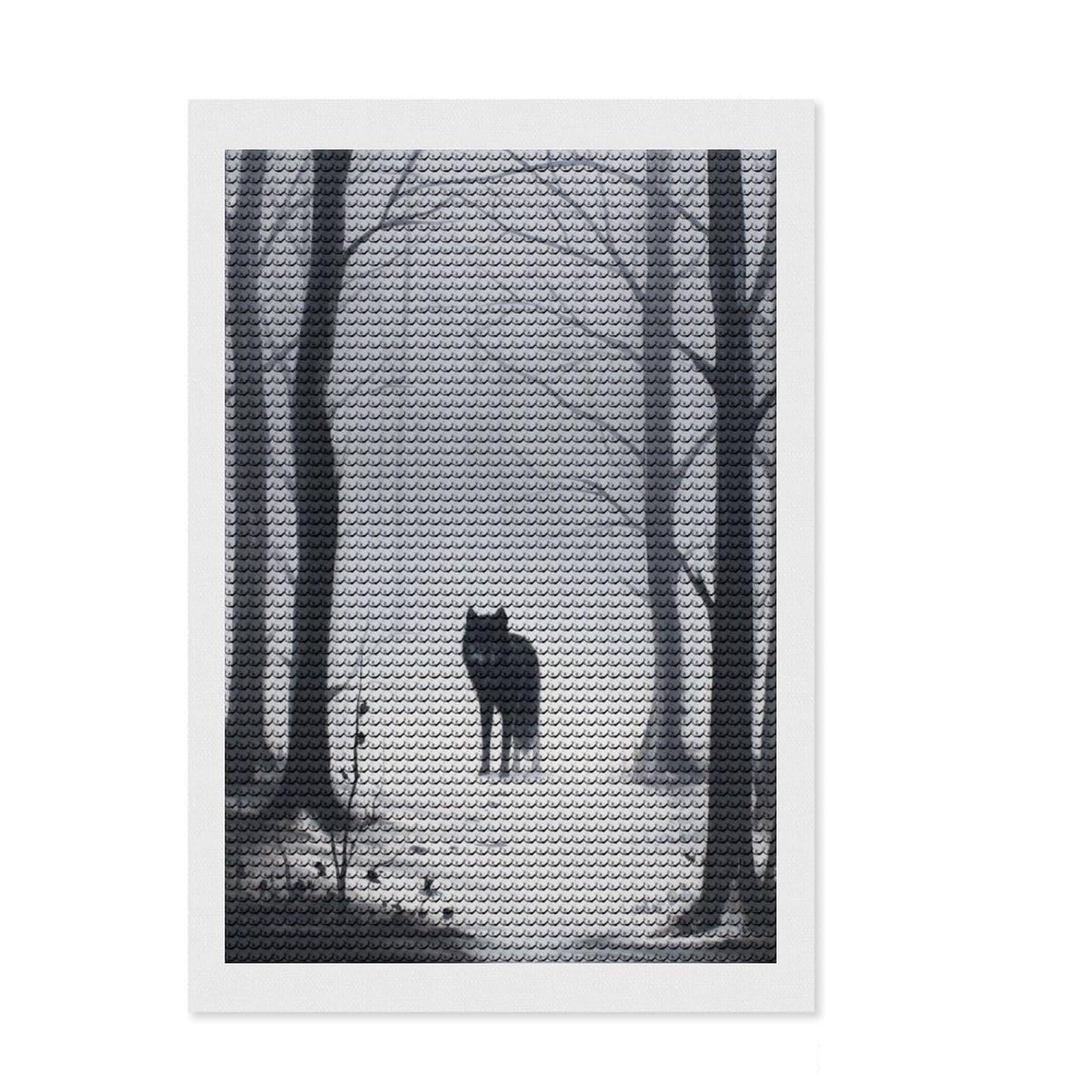 Junmoney Frosty Forest Guardian Diamond Painting Canvas Kit 8"x12", Adhesive Canvas, Christmas Gift, Full Kit Included, Thoughtful Present