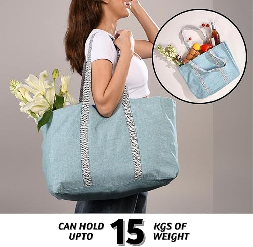 Miniatura 2 de Folkulture Bolso tote para mujer, lona, Verde salvia, Bolso tote