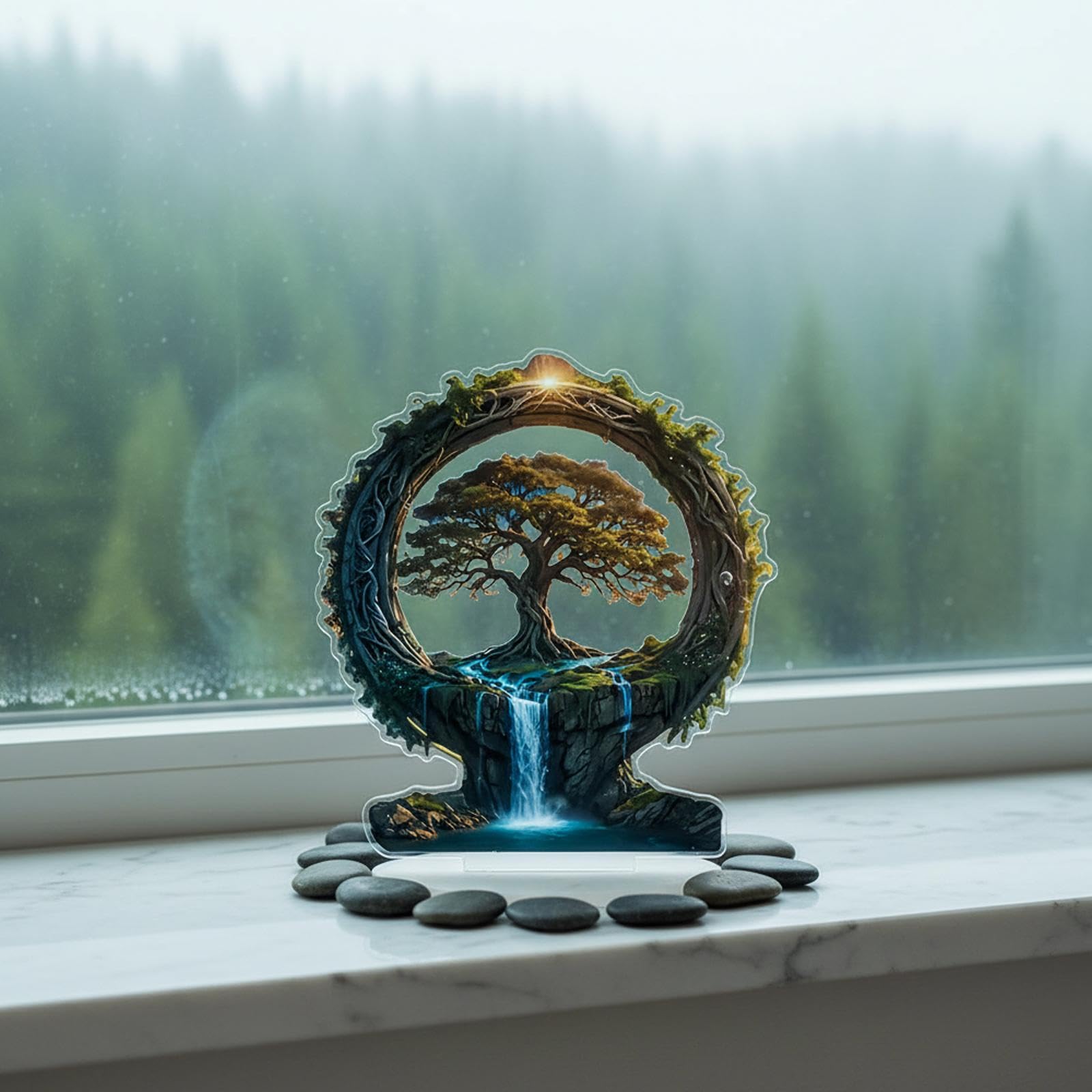 Fuente de Agua Decorativa de Mesa 2D para Centro de Mesa O Mueble de Chimenea