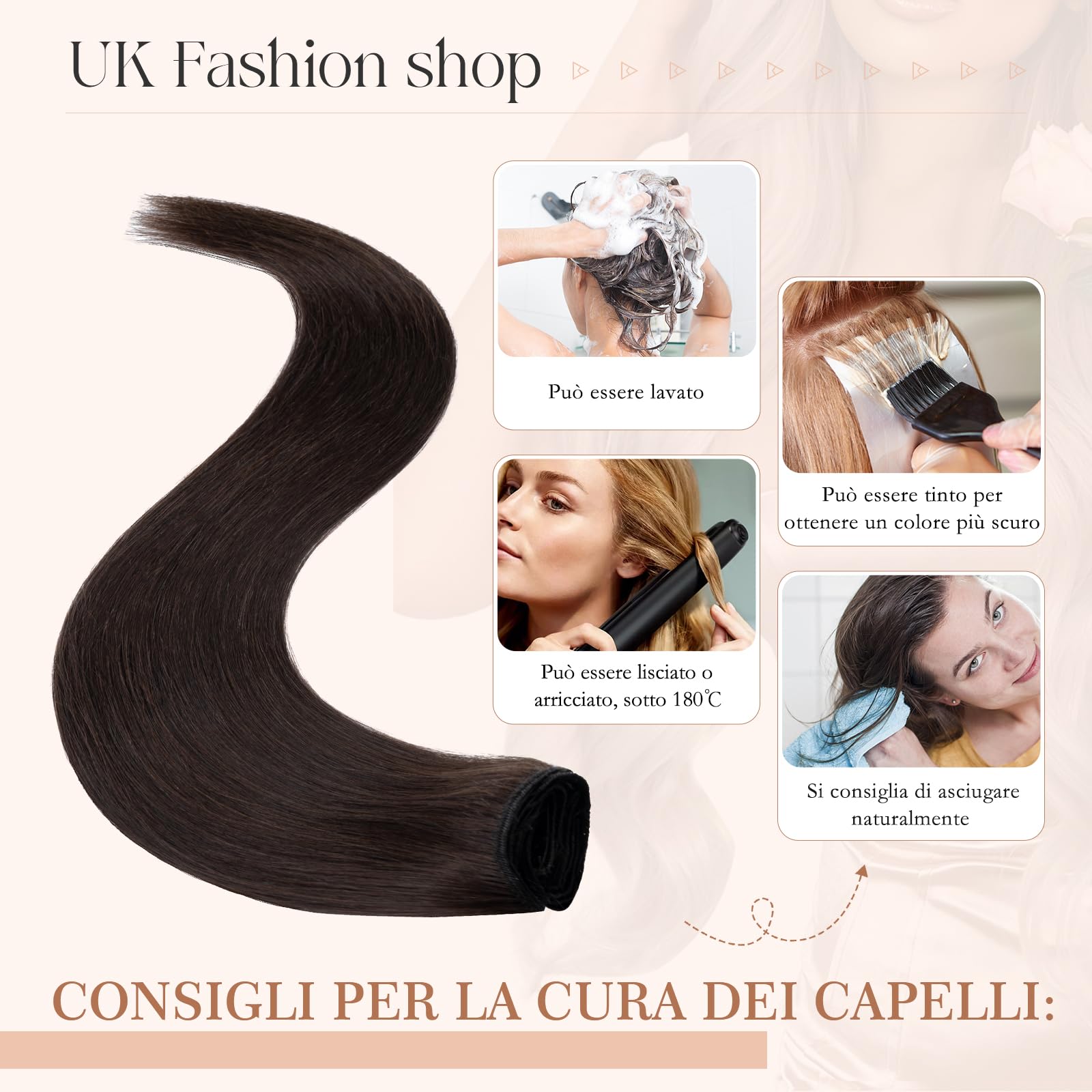 8pz Extension Capelli Veri Clip, 35cm Extension Clip Capelli Veri, 60g Remy Umani Naturali Capelli Extension Con Clip #2 Marrone Scuro