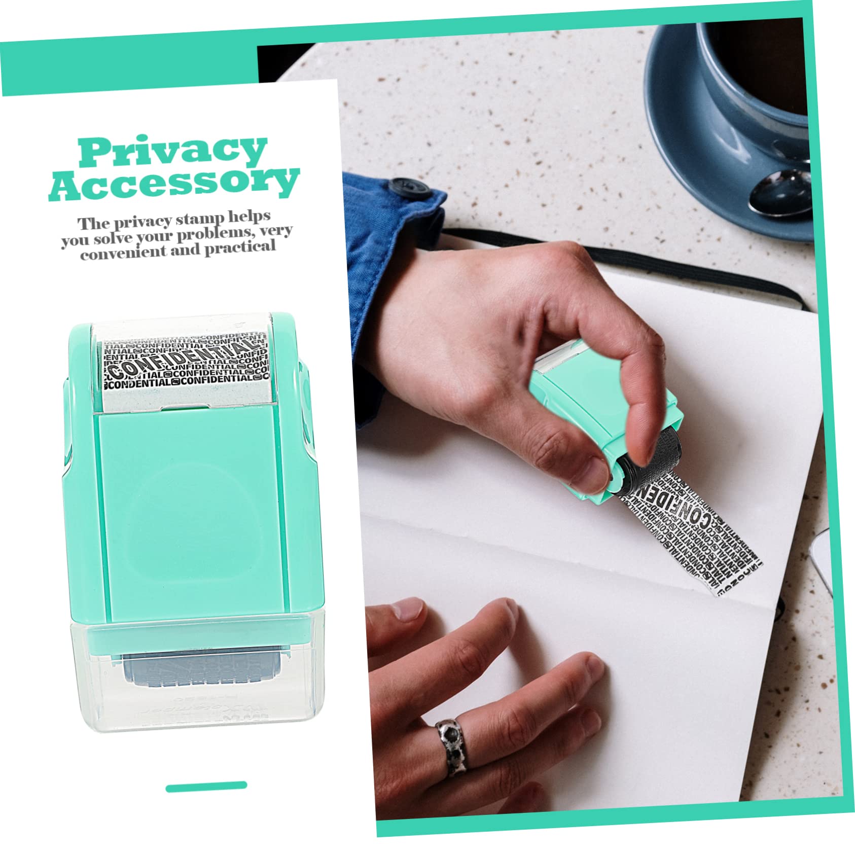 NUOBESTY 4pezzi Portable Roller Stamp Multi-function Id Stamp Per La Privacy Domestica Timbro Per Protezione Documenti Copertura Codice Illeggibile Per Fatture e Documenti Personali
