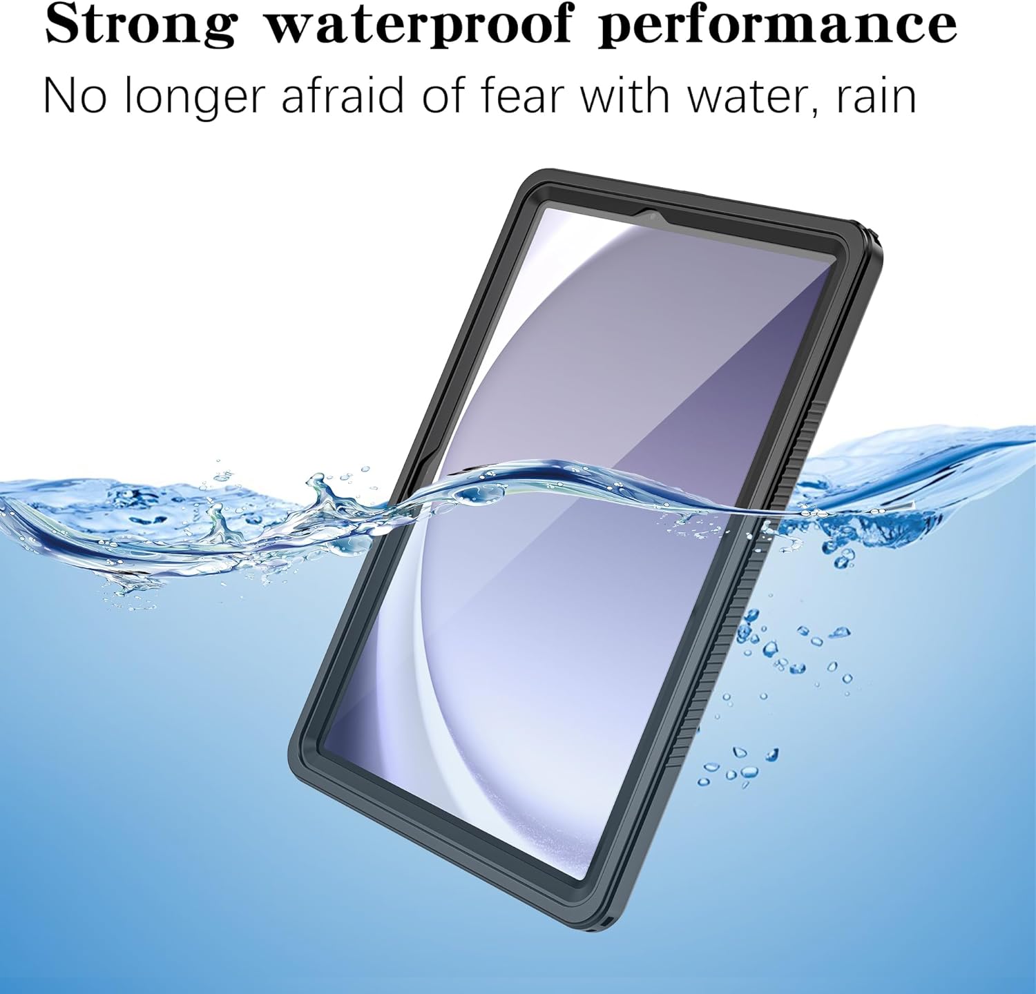 Designed for Samsung Galaxy Tab A9+ 11 inch Waterproof Case, Full Body TPU Ultra Thin Transparent Waterproof Shockproof and Dustproof Case with Stand and Shoulder Strap