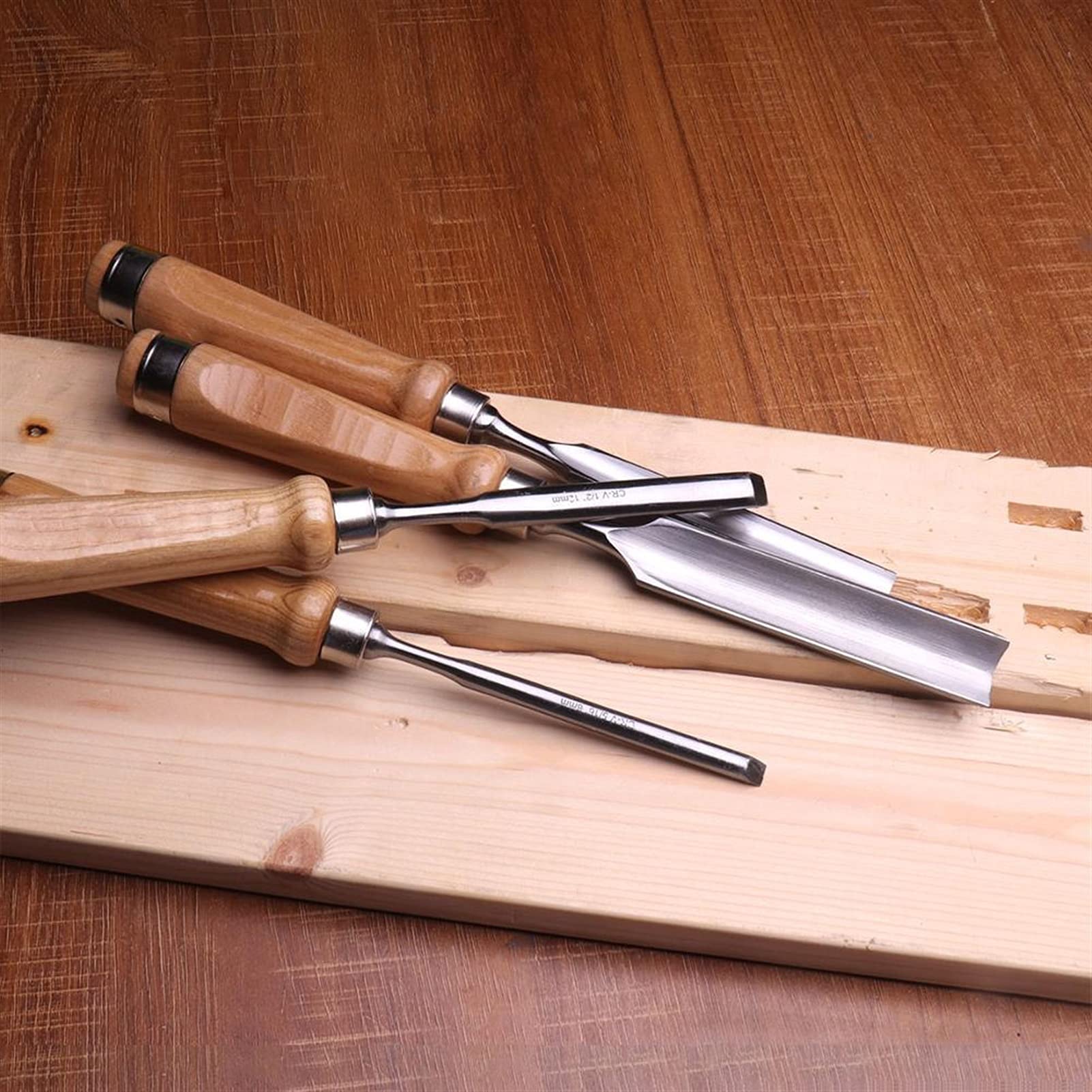 Carpenter Carpenter Carpenter Firmer Gouge Stolarskie dłuto do drewna, zestaw 4 półokrągłych dłut do rzeźbienia w drewnie, ostrze ze stali chromowo-wanadowej, dłuta do drewna