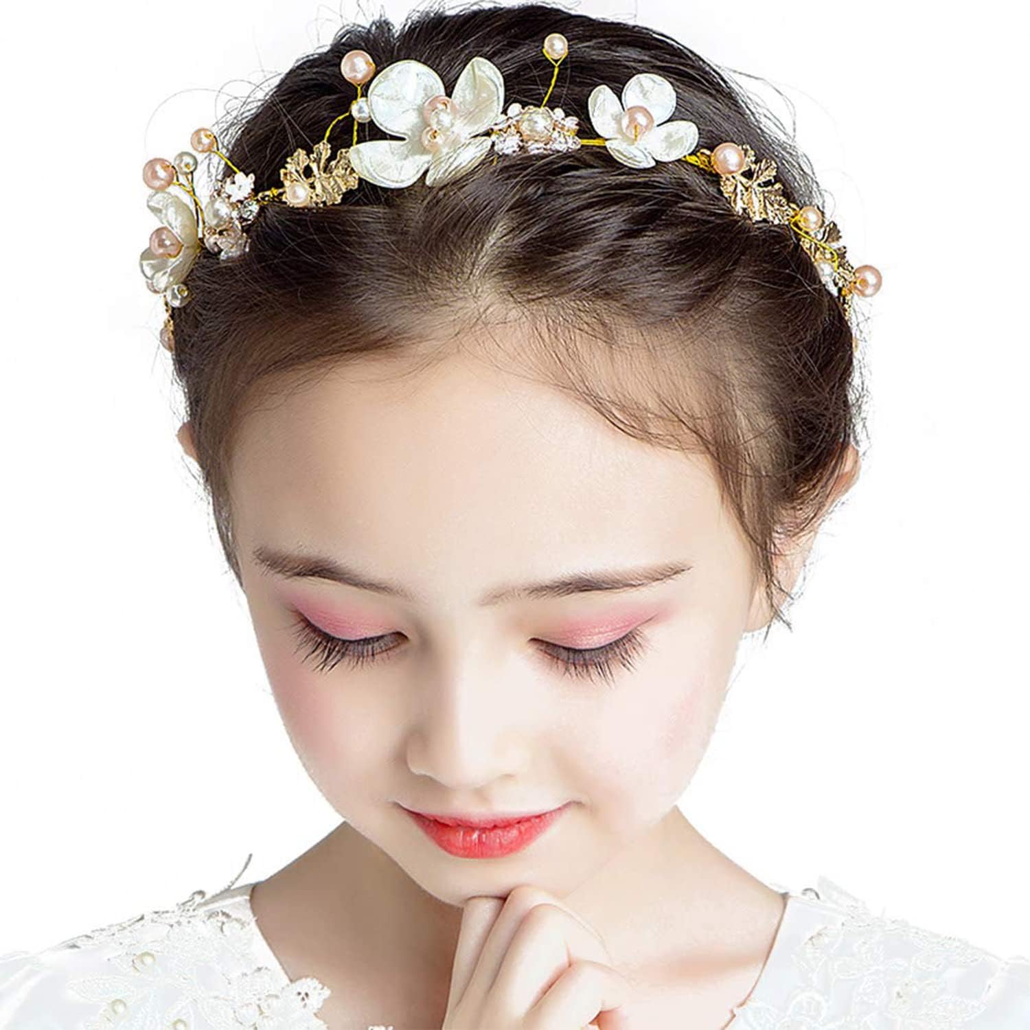 Flower Headband for Wedding, Floral Bridal Headpiece, Wedding Hair Accessories, Princess Headpiece White Flower Headband for Flower Girls