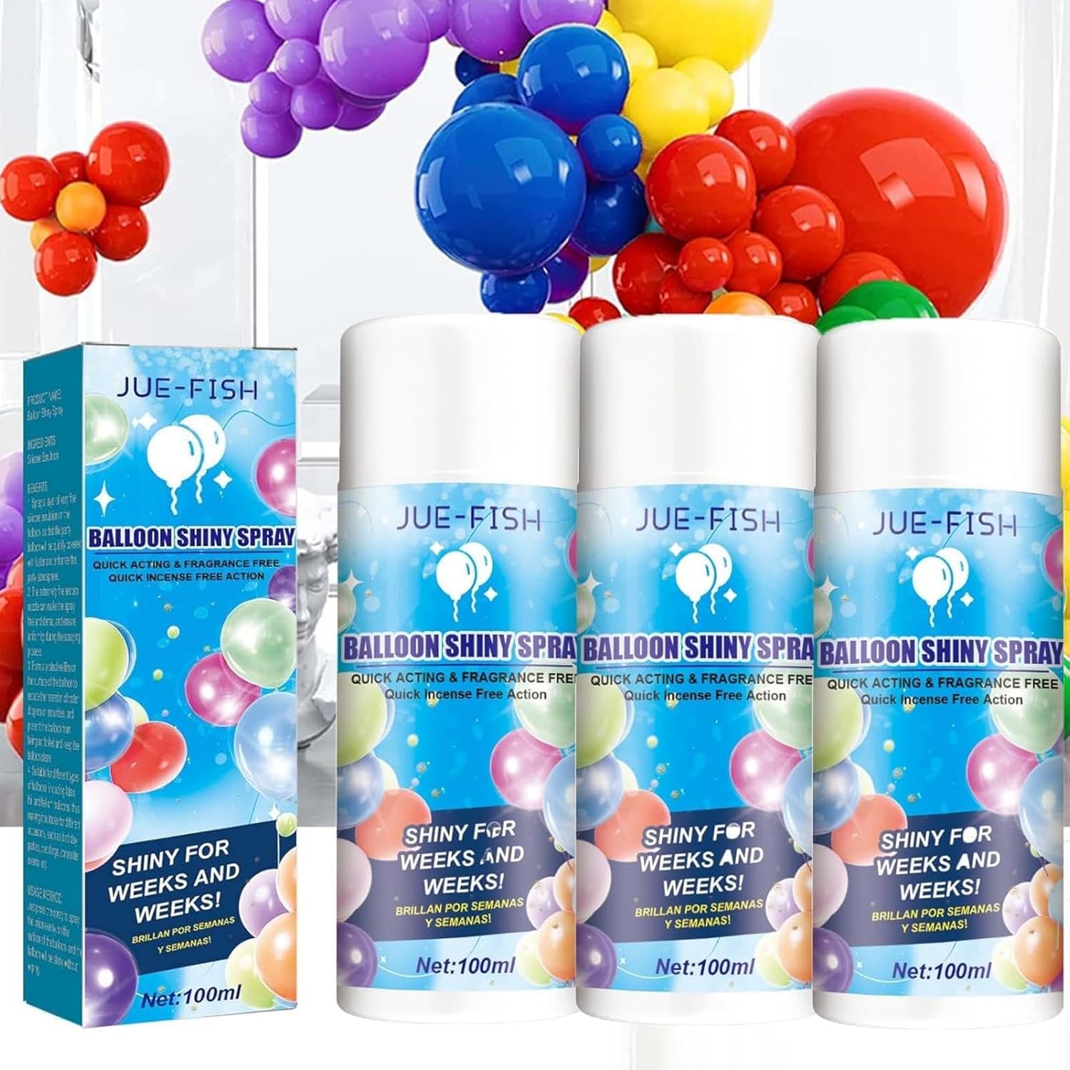Ballon Glanzspray 2x100ml - Hochglanz Finish Für Latexballons Schnell Trocknend