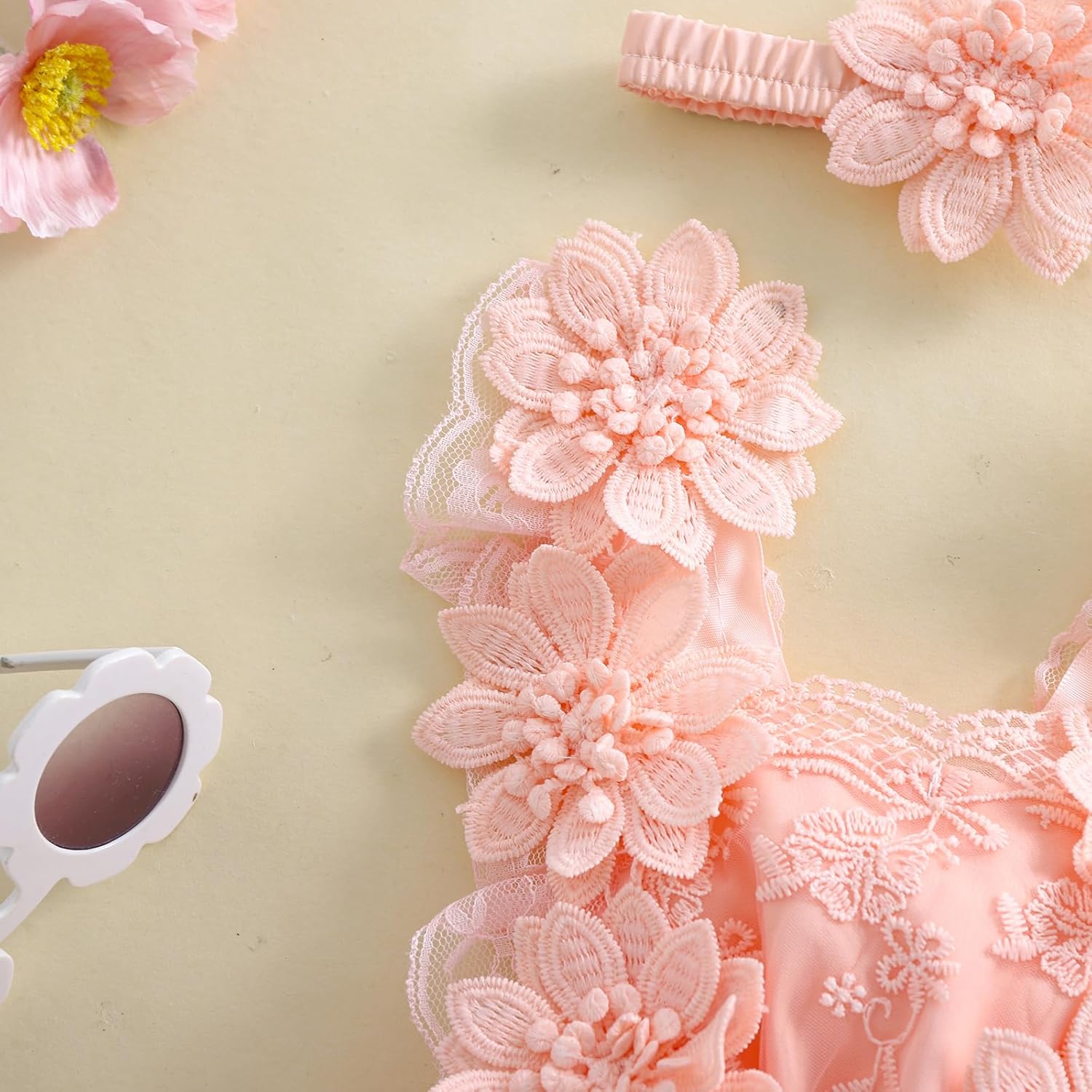 Newborn Baby Girl Romper Dress Infant Sleeveless Lace Floral Romper Bodysuit Baby Girl Summer Clothes Outfits - Image 5