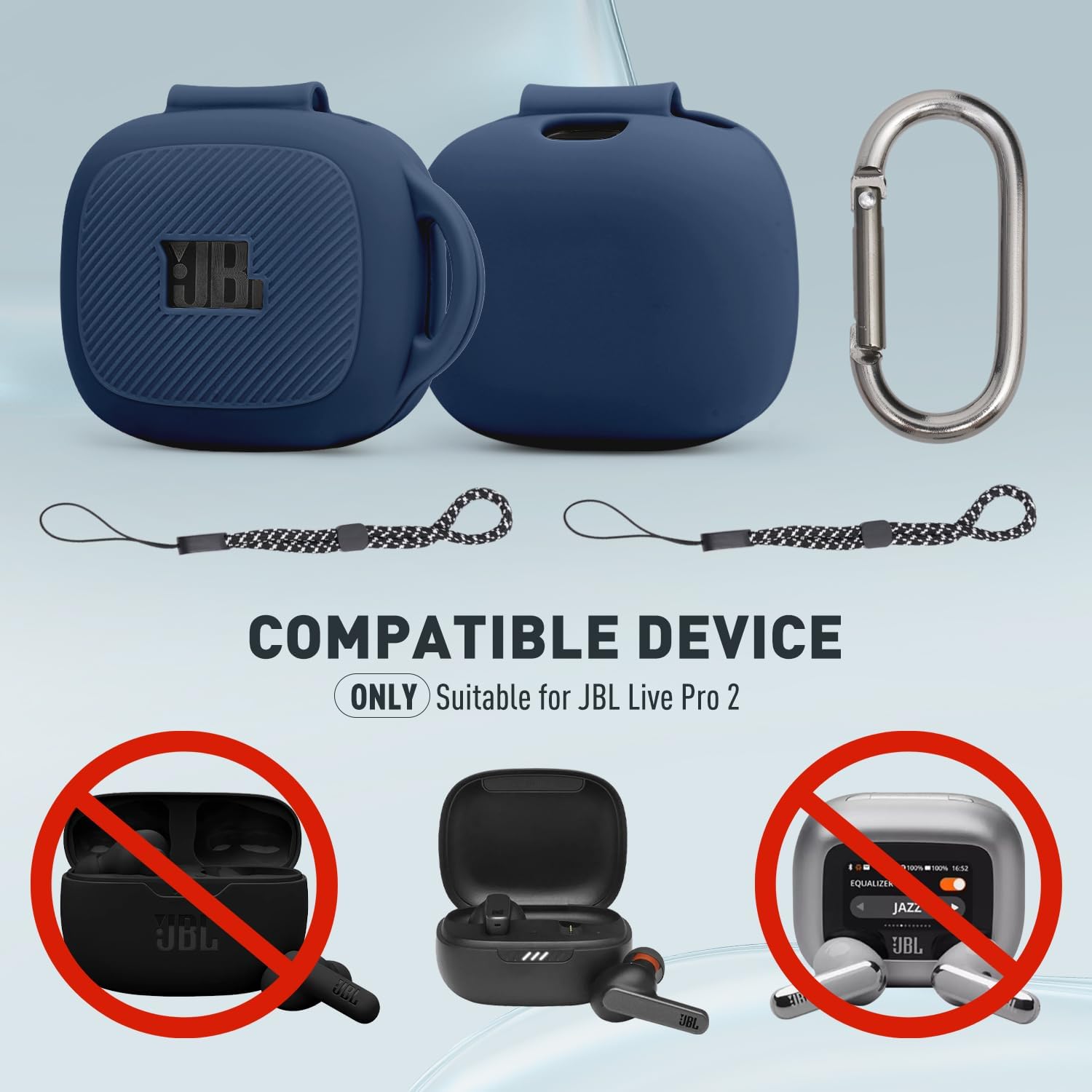 [5 in 1] for JB-L Live Pro 2 Case Cover with Cleaner Kit,for Visible Design,Shockproof Scratch Resistant Silicone Protective Case for JB-L Live Pro 2 Earbuds with Carabiner & 2 Lanyards - Image 5